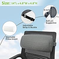 Vista 4 de Esme L&H Rollo lumbar para silla de oficina, asiento de automóvil, tela 3D transpirable, rollo de apoyo para la parte inferior de la espalda