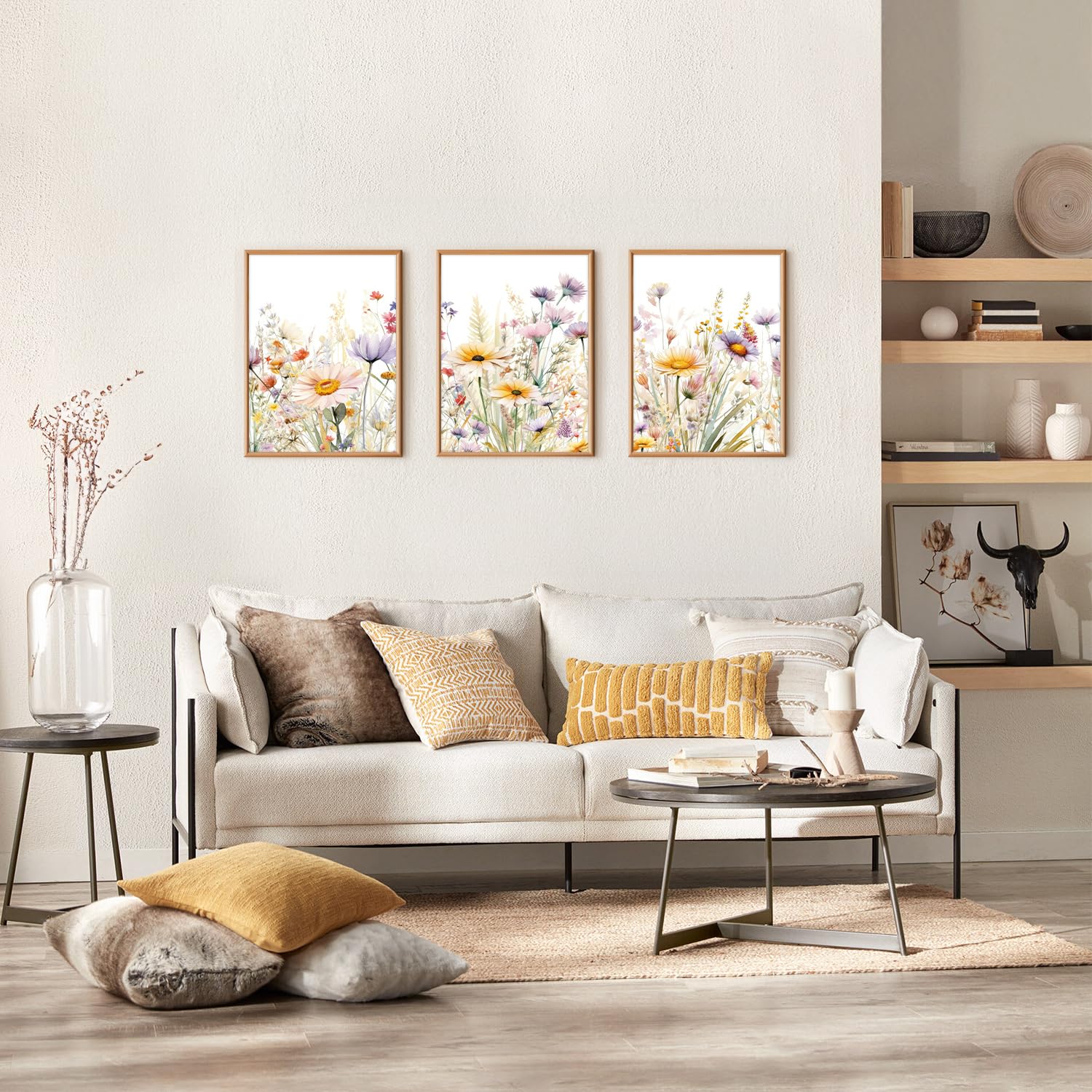 Dazzlewall 3Pcs Wildflower Wall Art Modern Floral Prints - Image 2