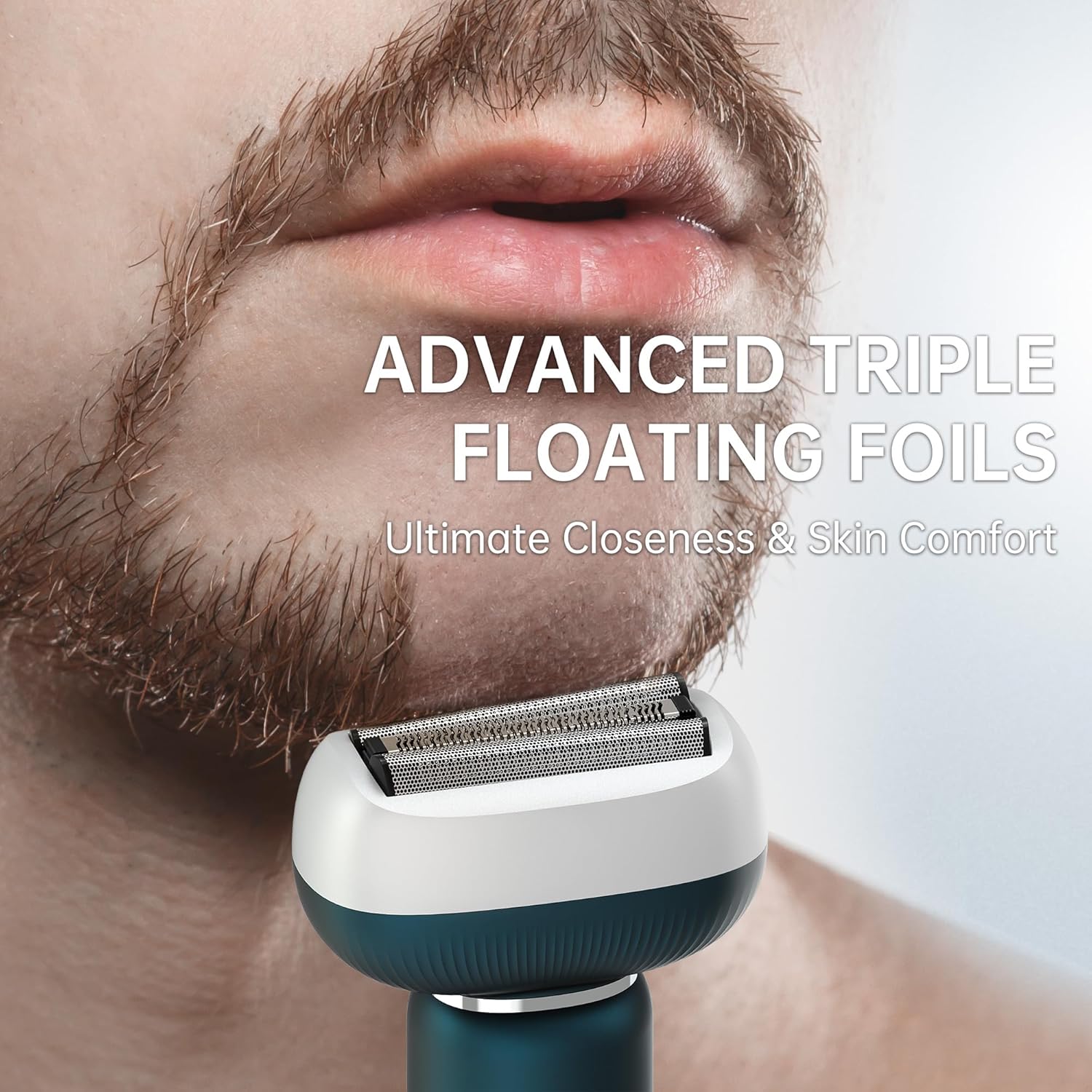 Electric Shaver for Men with Floating Arc 3-Blade, 9000 RPM, Magnetic Head, 1 Hour Fast Type-C Charging can Last for 60 Days, IPX7 Waterproof, Skin-Friendly Blade for Smooth Shaving, Green - Image 4