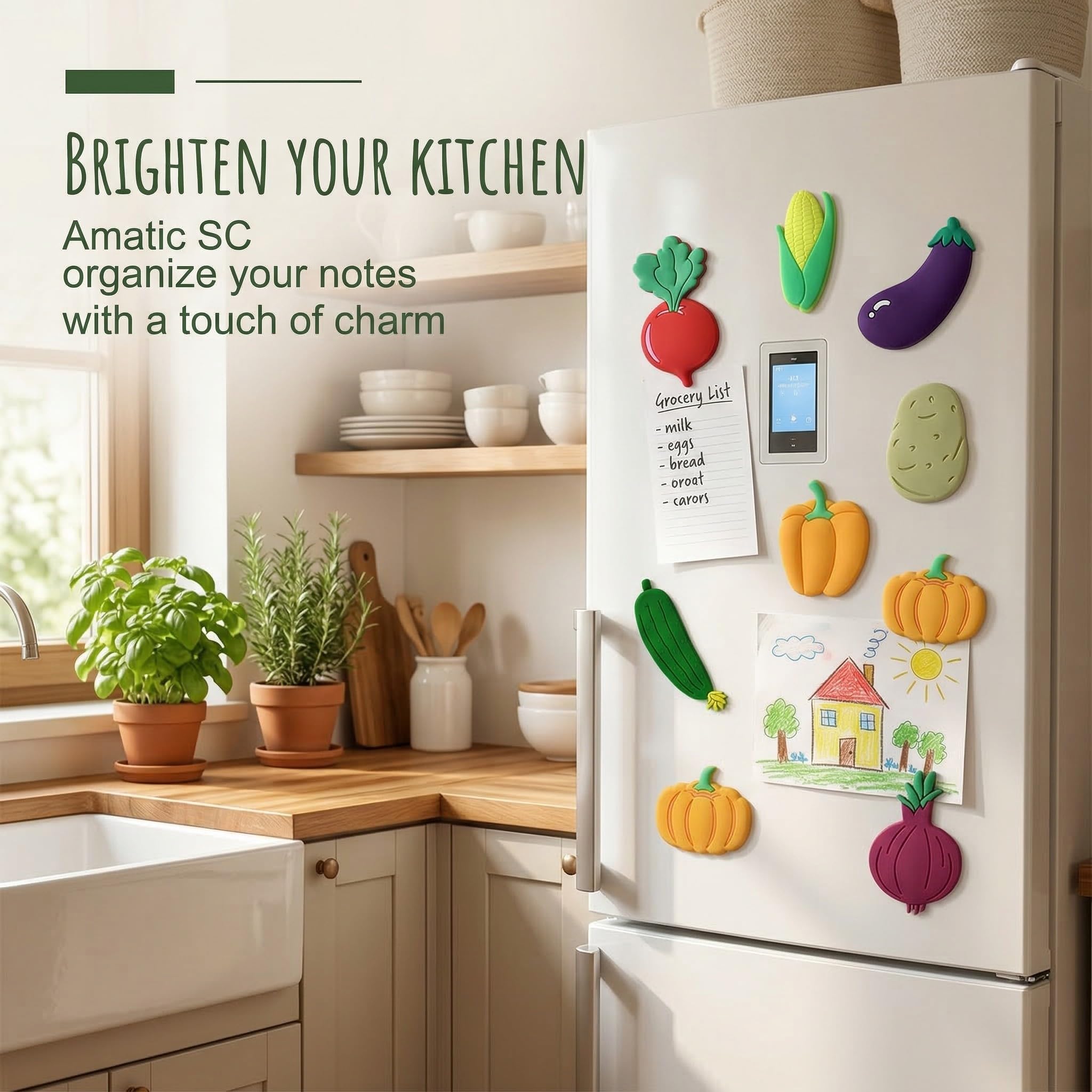 10 Calamite da frigo a forma di verdure – Calamite 3D carine per frigo e lavagna magnetica