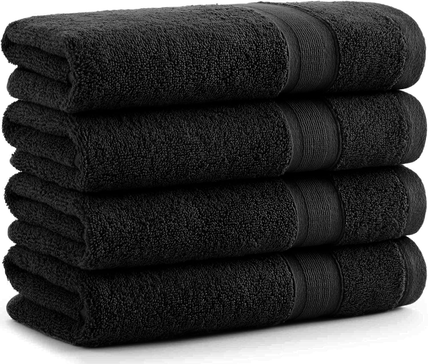 Textile Do Super Jumbo Luxury Bath Sheet (800 GSM-100 x 150 cm) Premium Egyptian Cotton Bath Sheet Towels (Black, 4 Face Cloths) โ image 1