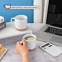 Vista 5 de Juego de tazas de café de 12 onzas para 6, tazas de té con asa para café, té, cacao, leche (blanco)
