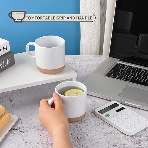 Miniatura 5 de BYCNZB Juego de tazas de café de 12 onzas para 6, tazas de té con asa para café, té, cacao, leche (blanco)