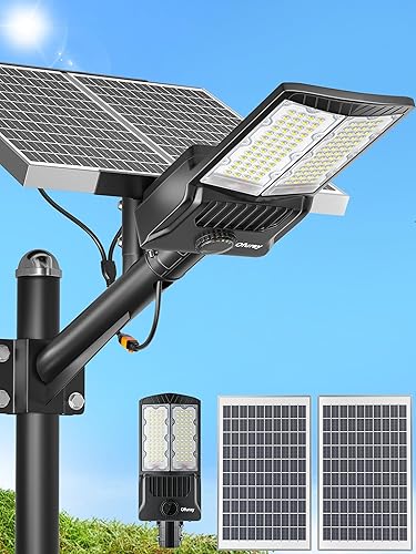 Miniatura 10 de Ofuray OL-12000W Luces solares de calle para exteriores, luces de estacionamiento comerciales del atardecer al amanecer, 60,000 mAh de gran