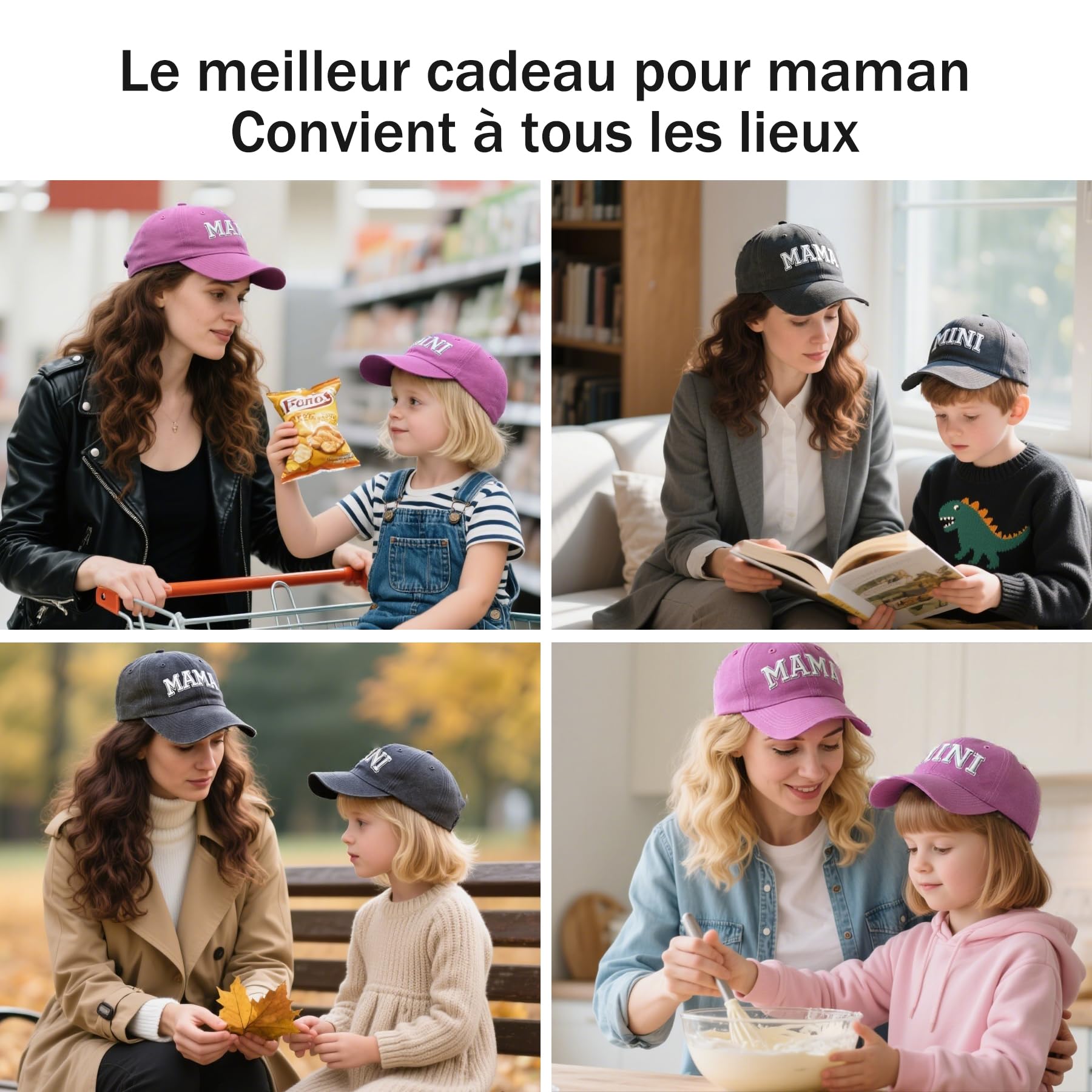 Casquettes de Baseball Mama et Mini,Casquette Maman et Moi, Chapeau Mère-Fille,Chapeaux Assortis pour Parent et Enfant,Cadeau Matching Maman Bébé