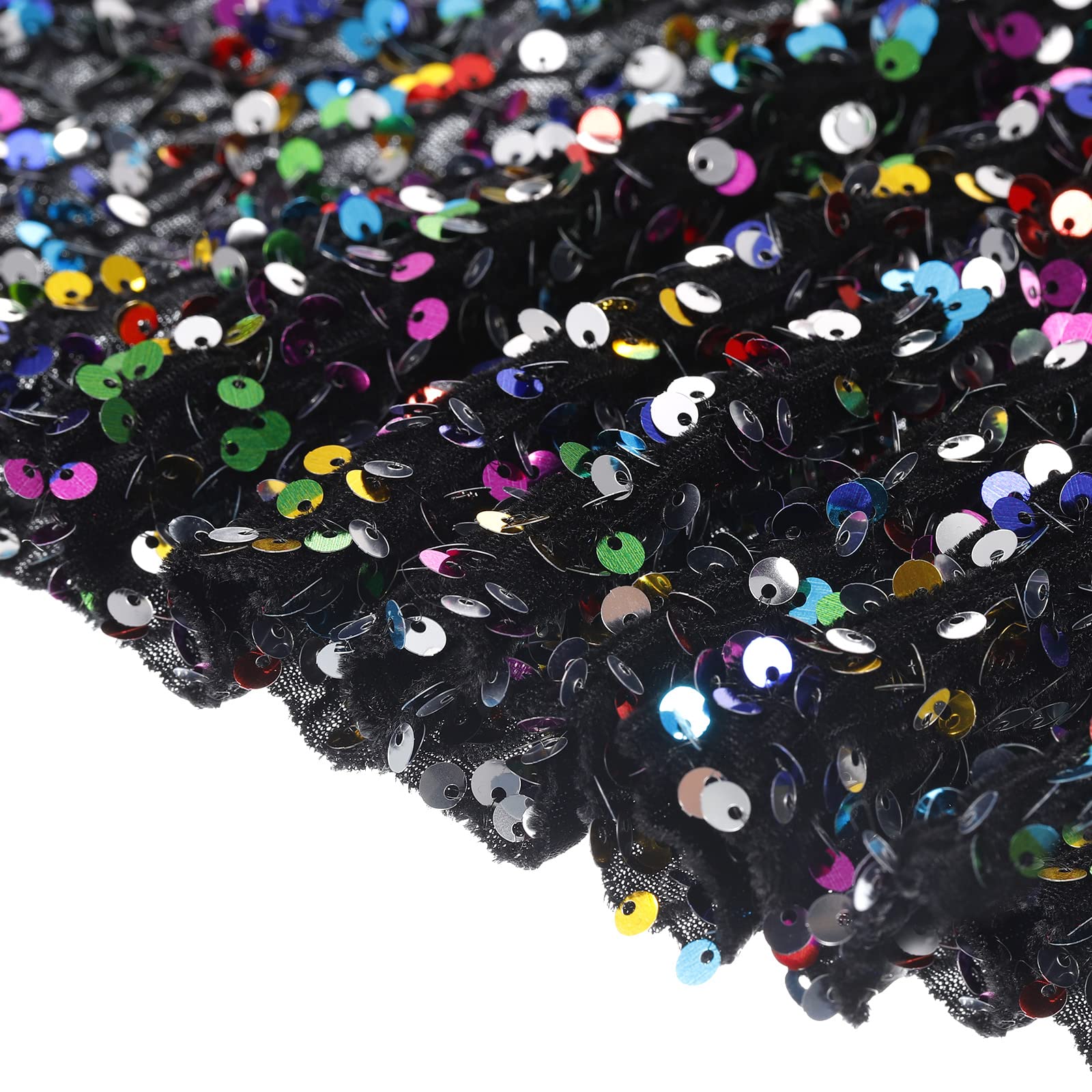 MECCANIXITY Sequin Fabric Multi-Color, 1 Yard Length 3.9 Feet Wide Velvet Fabric, Mesh Fabric Full Shiny Sequins Fabric Sewing for Craft Clothes