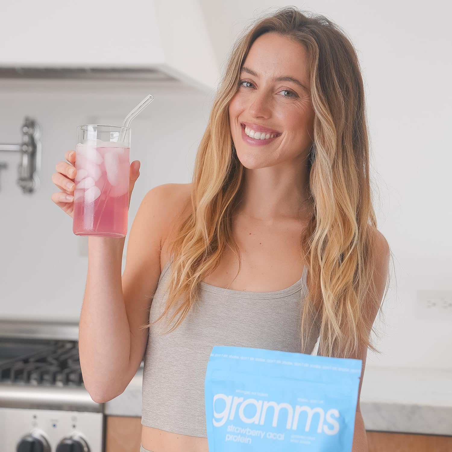 GRAMMS Clear Protein Powder Packets 20G Protein for Women & Men | Lactose Free, Grass-Fed Whey Isolate, Gluten Free, Zero Sugar, Gut Friendly, Non-Bloating (Strawberry Acai-10 Servings) - Image 2
