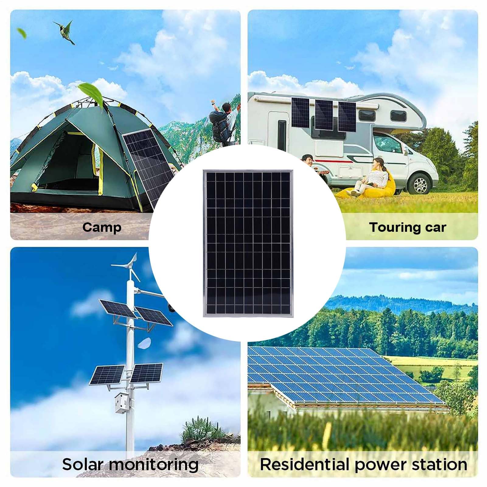 Panel Solar con Regulador de Carga,Kit de Cargador Solar 100 Vatios,de Batería para Coche Remolque | Aplicaciones en s Aislados