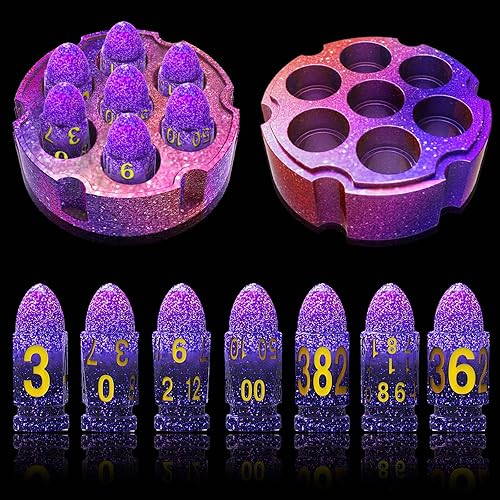 Juome Moldes de resina para dados de silicona con caja de dados, dados DND con soporte, moldes de resina epoxi, moldes de silicona para resina epoxi