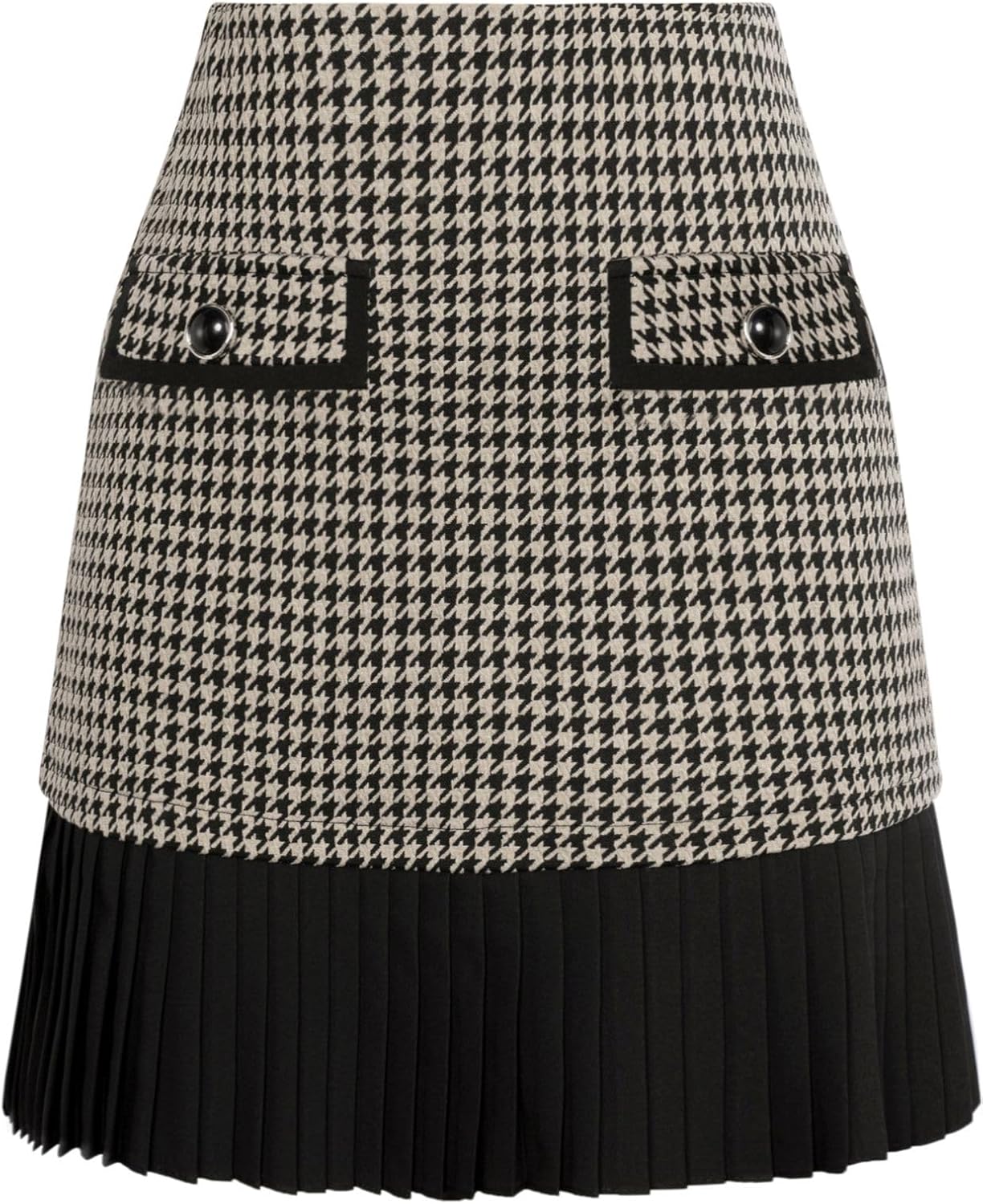 Kate Kasin Women's Casual Plaid High Waist Pleated A-Line Uniform Mini Skirt