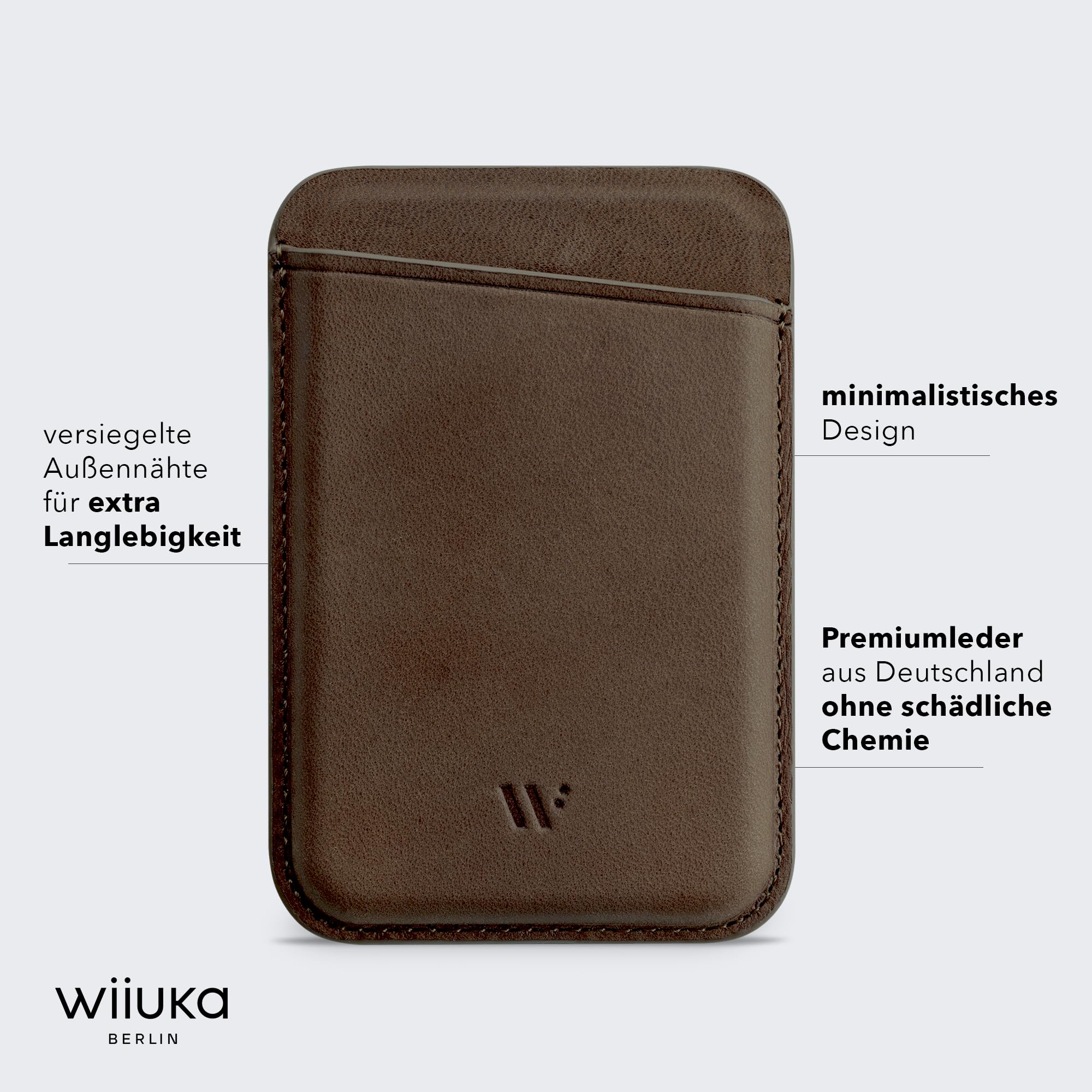 WIIUKA Portafoglio magnetico in pelle compatibile con MagSafe, custodia per iPhone 17/16/15/14/13 serie, porta carte di credito, marrone vintage