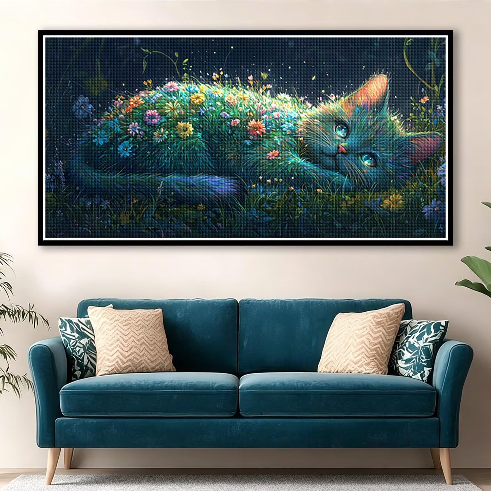 Diamond Painting Adultos Animal Pintura Diamante, Gato Diamond Painting 5D Completo, DIY Cuadrado Cristal Bordado Punto de Cruz Cuadros de Diamantes para Decoracion Hogar, Regalo Mujer 120x60cm 0J-786