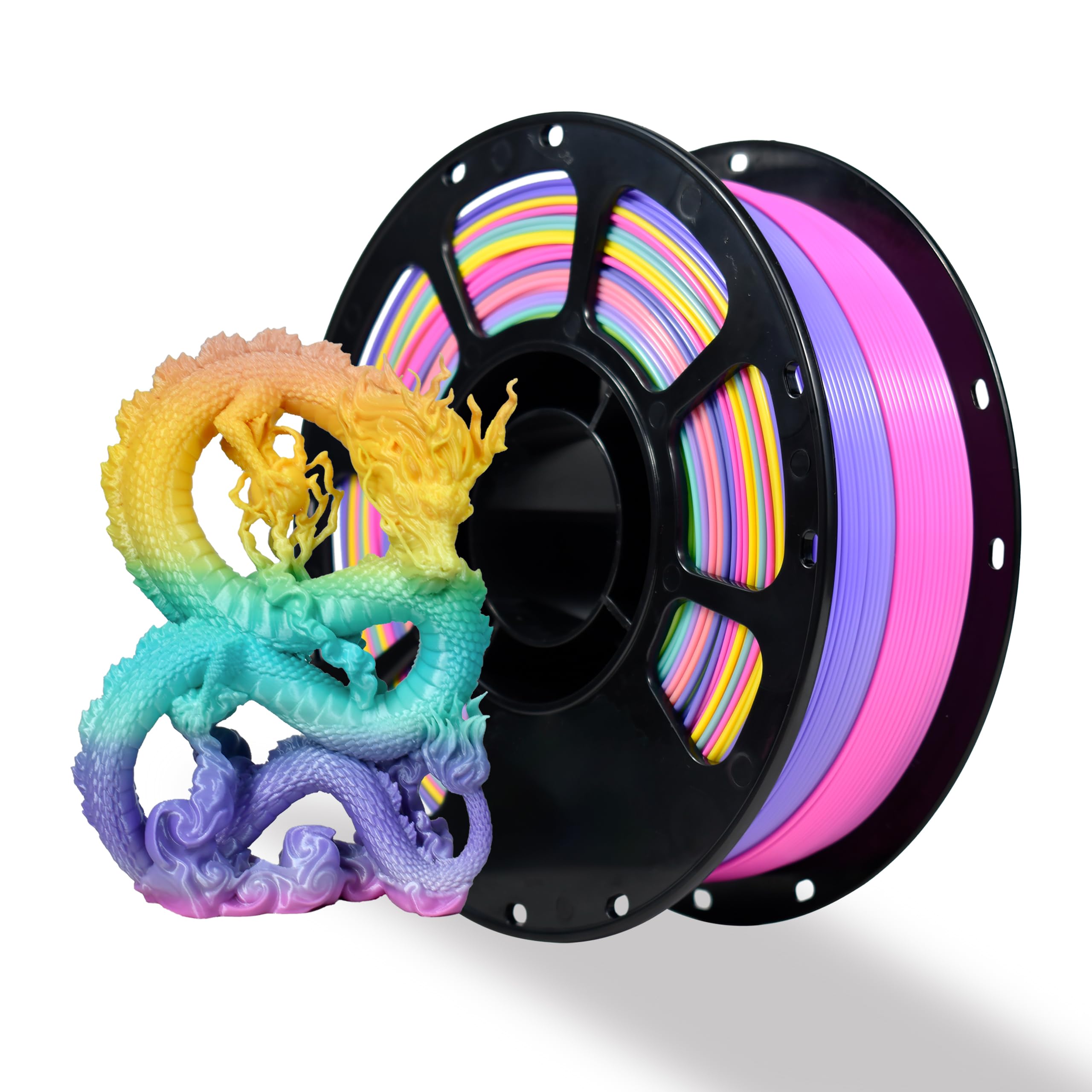 iBOSS PLA+ Rainbow Filament Multicolor PLA PRO 3D Printer Filament, 1.75mm, Fast Color Changing, Colour Changing 8m Each, Glossy Glossy Finish,1kg 3D Filament, PLA Plus Filament (Morandi Rainbow 03)