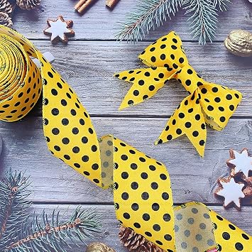 12 Yards Bumble Bee Ribbons Bee Wired Edge Ribbon Honeybee Decorative Ribbons for Wrapping Floral Hanging Ornaments Home Decoration
