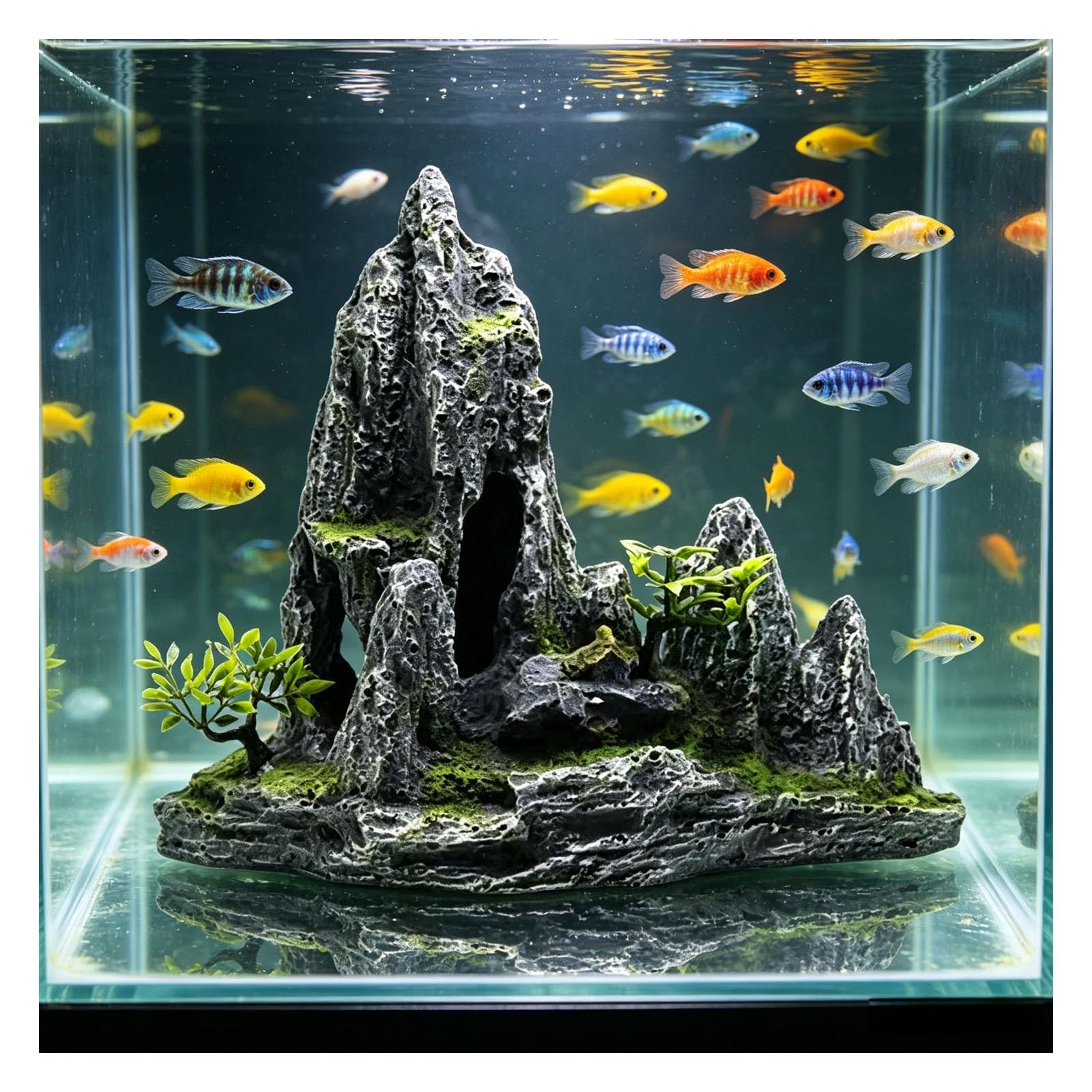Adorno de Resina de Paisaje de Roca de Acuario, decoración de Roca de Acuario | Accesorios reutilizables impermeables del paisaje de la cueva de piedra for los acuarios de los jardines