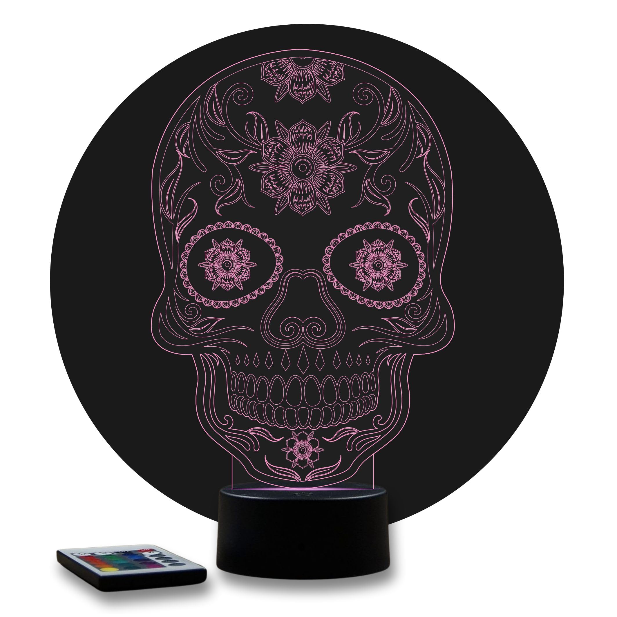 Lampe 3D Illusion Tête De Mort Pirate Personnalisée - 16 Couleurs LED, Cadeau Enfant, Fabriquée En France