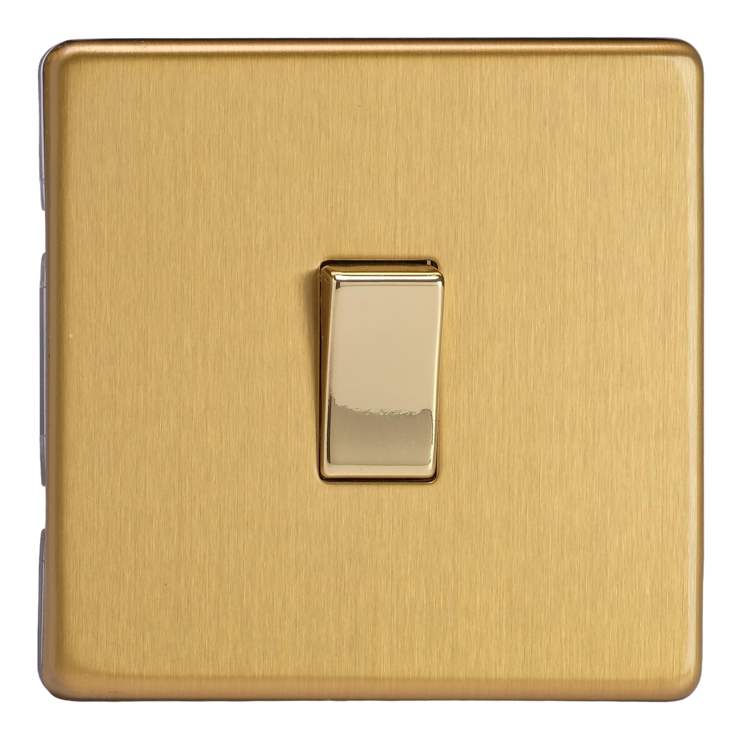 XDB1S Varilight Flat Plate Screwless Brushed Brass 1 Gang Light Switch Decorative Inserts,White,86x86x25mm