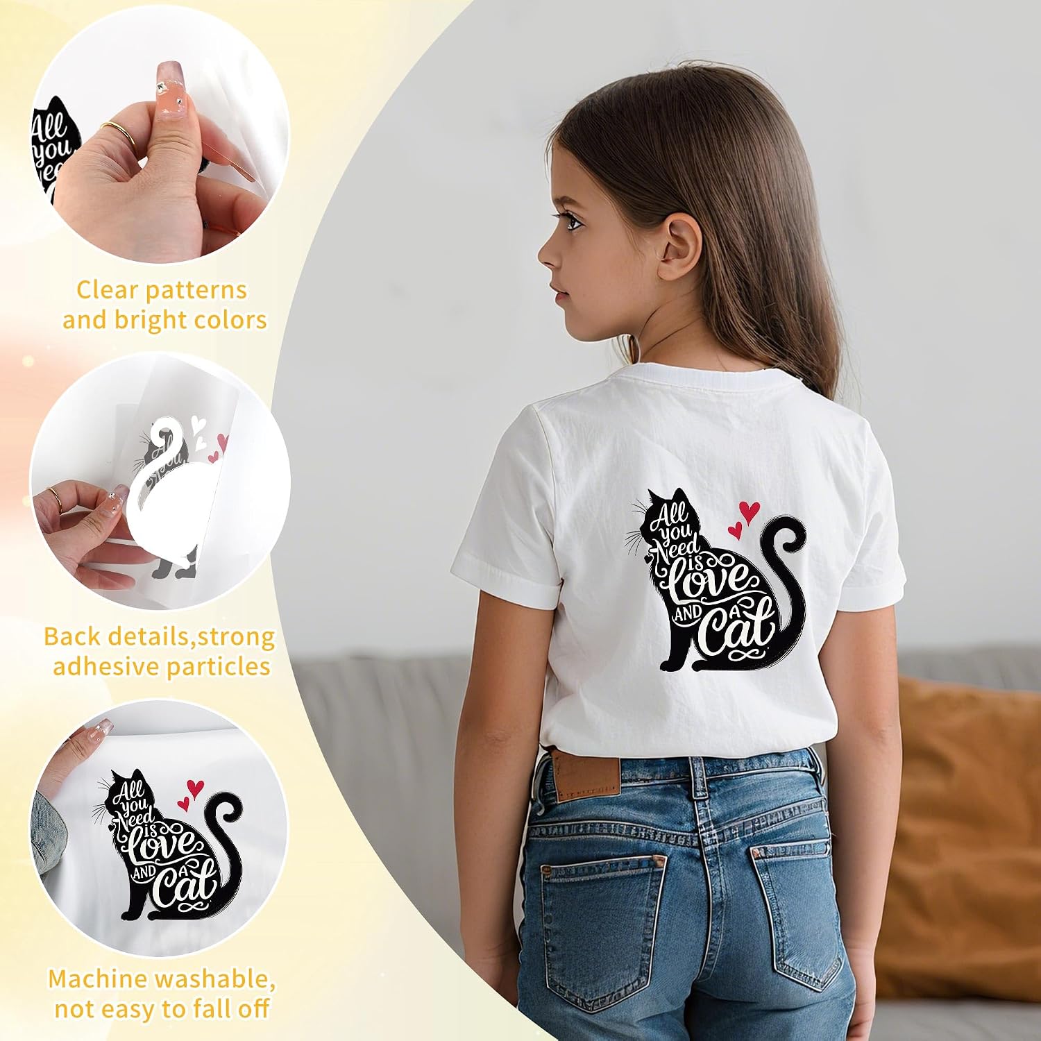 24 Sheets Funny Cat Iron on Transfers for T-Shirts, Animals DTF Transfers Ready to Press Heat Transfers Vinyl, Iron on Patches Decals for Clothes Backpack Bag Pillow Covers DIY Crafts