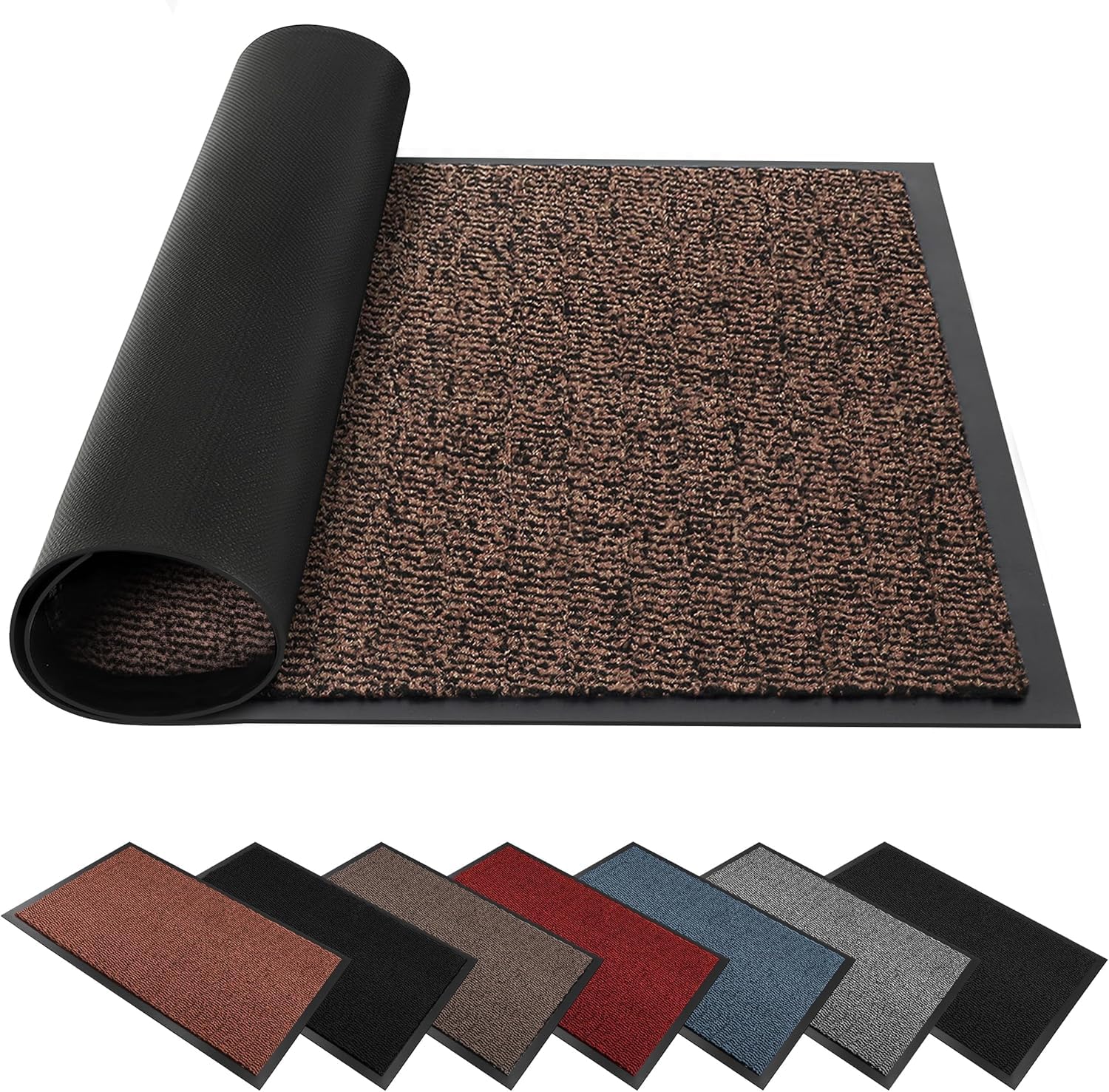 BLADO Washable Door Mats Indoor & Outdoor - Non-Slippery Heavy Duty - Stylish & Large Rubber - Perfect Dust Grabbing Doormats (Brown, 45cm x 75cm)