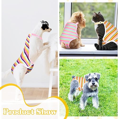 Miniatura 5 de 3 piezas de pañales sanitarios a rayas con tirantes ajustables, lavables, reutilizables, para cachorros, ropa interior linda para mascotas, overoles