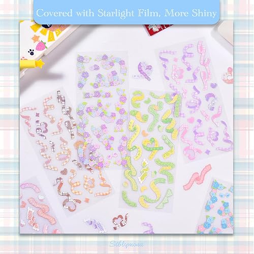 Miniatura 5 de SIBLYMONA 10 hojas de calcomanías decorativas coreanas para álbumes de recortes, álbum de tarjetas fotográficas Toploader, estilo de cinta Polco de