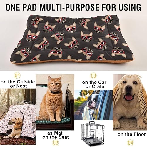 Miniatura 5 de Cama para bulldog francés y gatos, cómoda cama rectangular para mascotas, cama ultrasuave y calmante para perros pequeños y medianos, 24 x 18