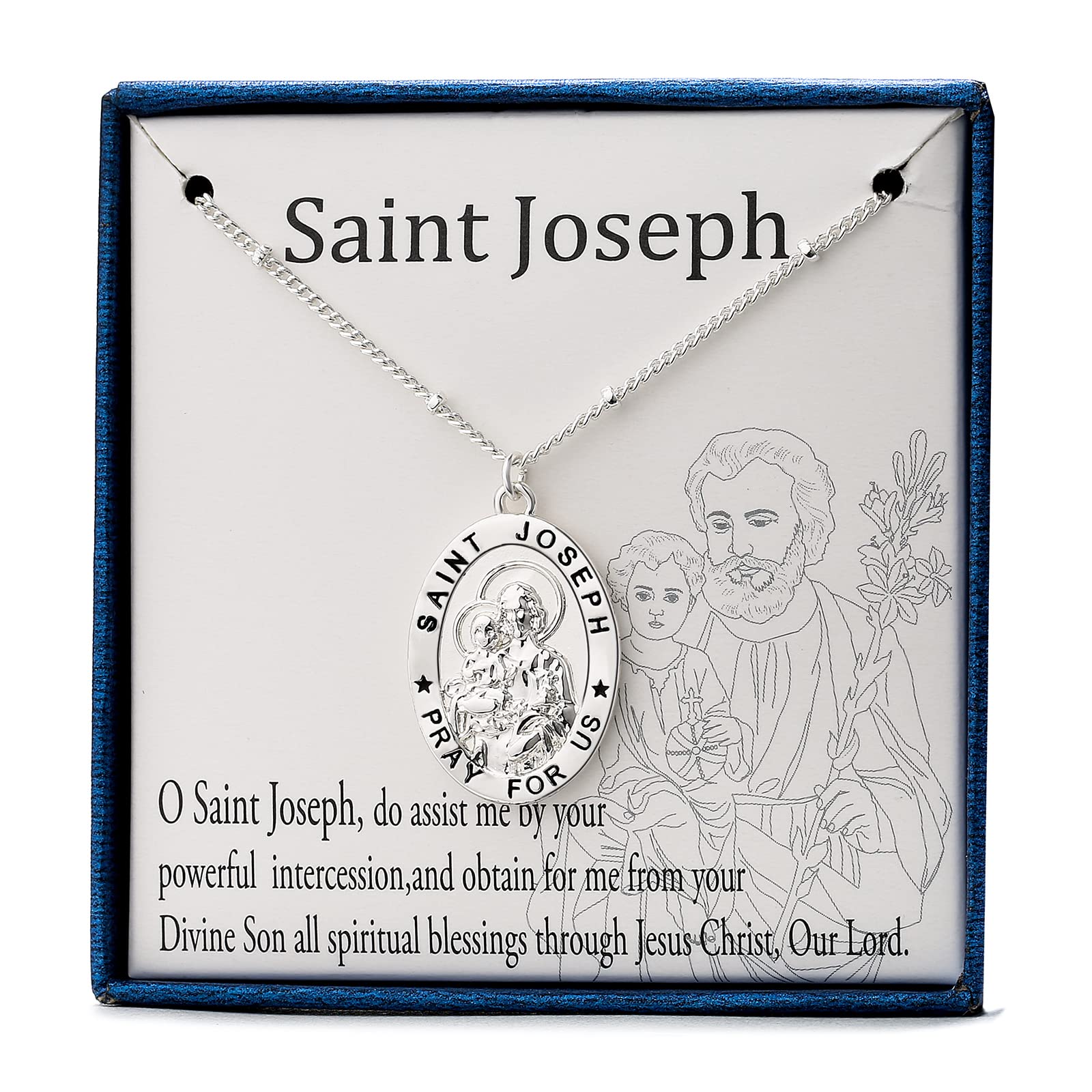 Ascona Saint Christopher/Michael/Jude/Joseph/Anthony Necklace for Women Catholic Medal Pendant Jewelry 18+2 Inches
