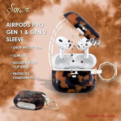 Miniatura 4 de Sonix Funda para AirPods Pro 2 y Pro 1 (12 generación) - Cubierta rígida con llavero, carga inalámbrica  Brown Tort