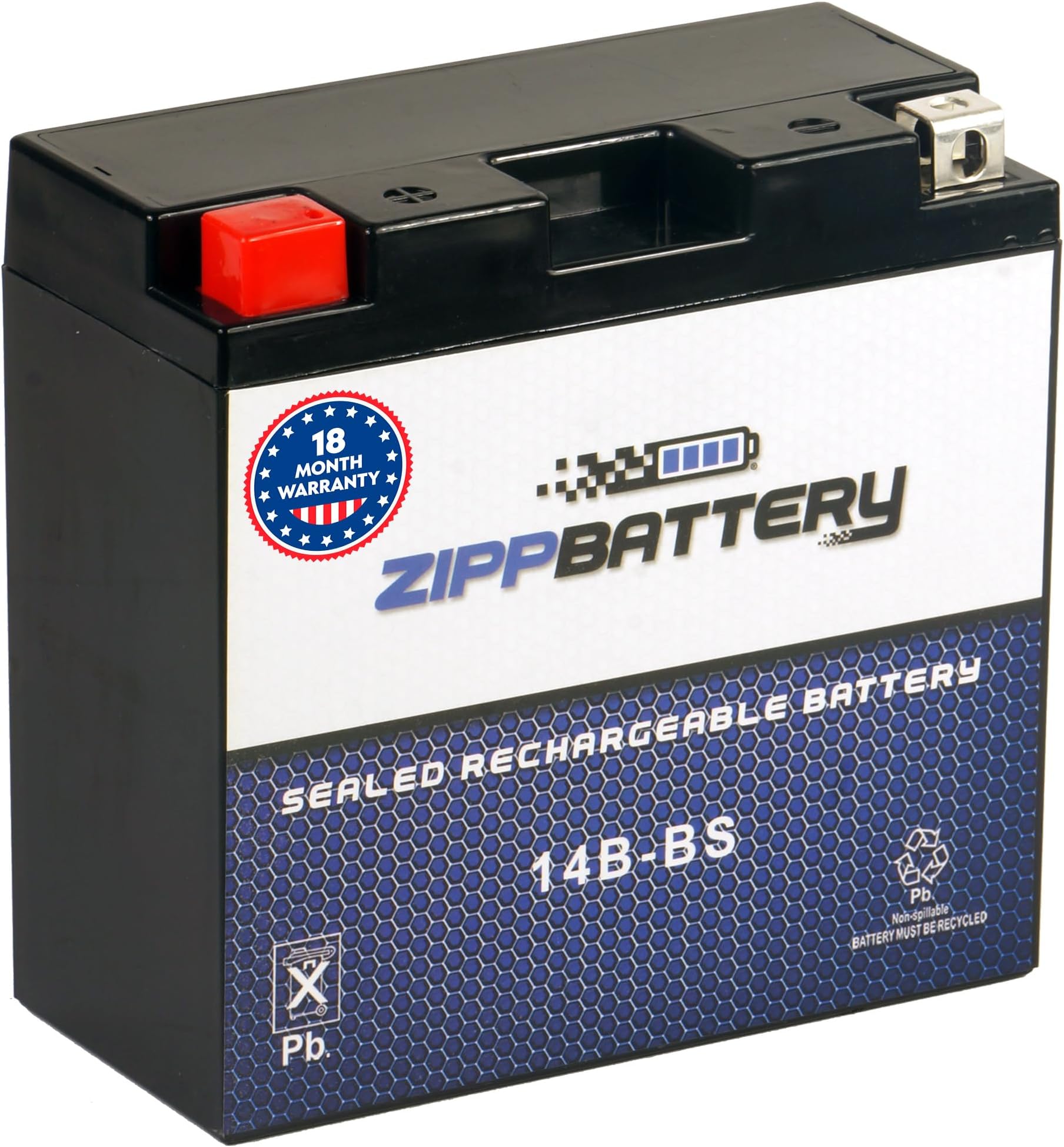 Rechargeable YT14B-BS Replacement High Performance - Maintenance Free - Sealed AGM Motorcycle Battery