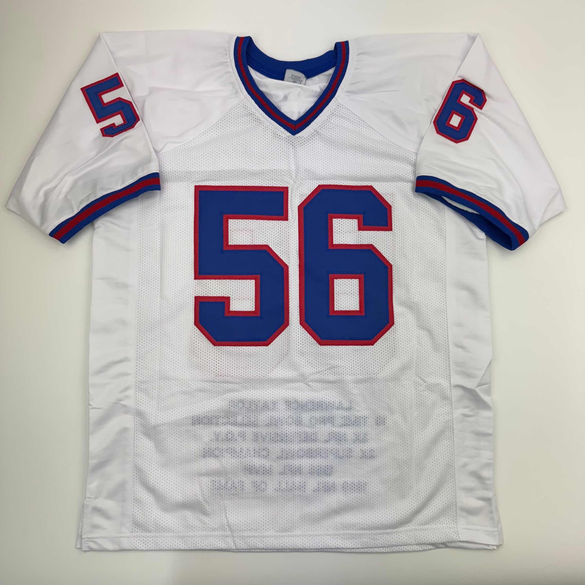 Autographed/Signed Lawrence Taylor New York White Stat Football