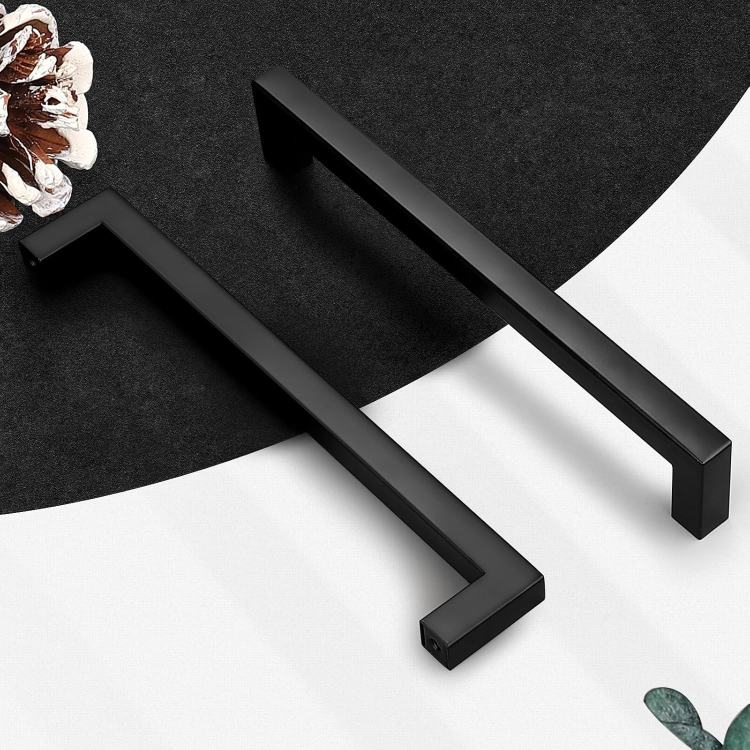 Probrico Cabinet Handles Stainless Steel Kitchen Drawer Pulls Square Bar Cabinet Hardware for Kitchen Bathroom Cupboard Dresser Black 12 Pack 6-1/4 Inch (160mm) Hole Center