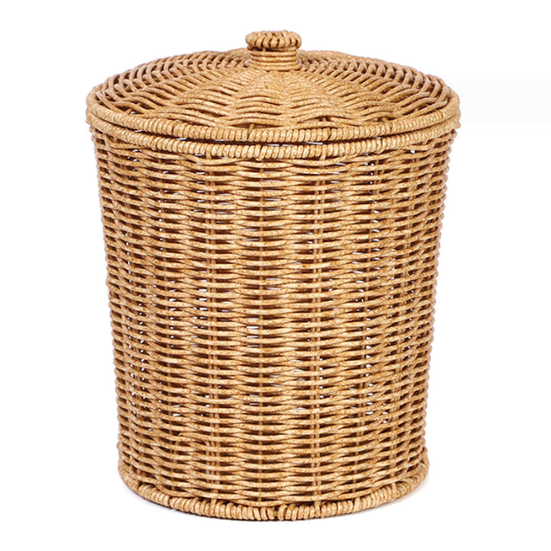 Cestino in Vimini con Coperchio, Pattumiera Rotonda Intrecciata per riporre la Biancheria per il Bagno della Camera da Letto/ 9x11 Pollici