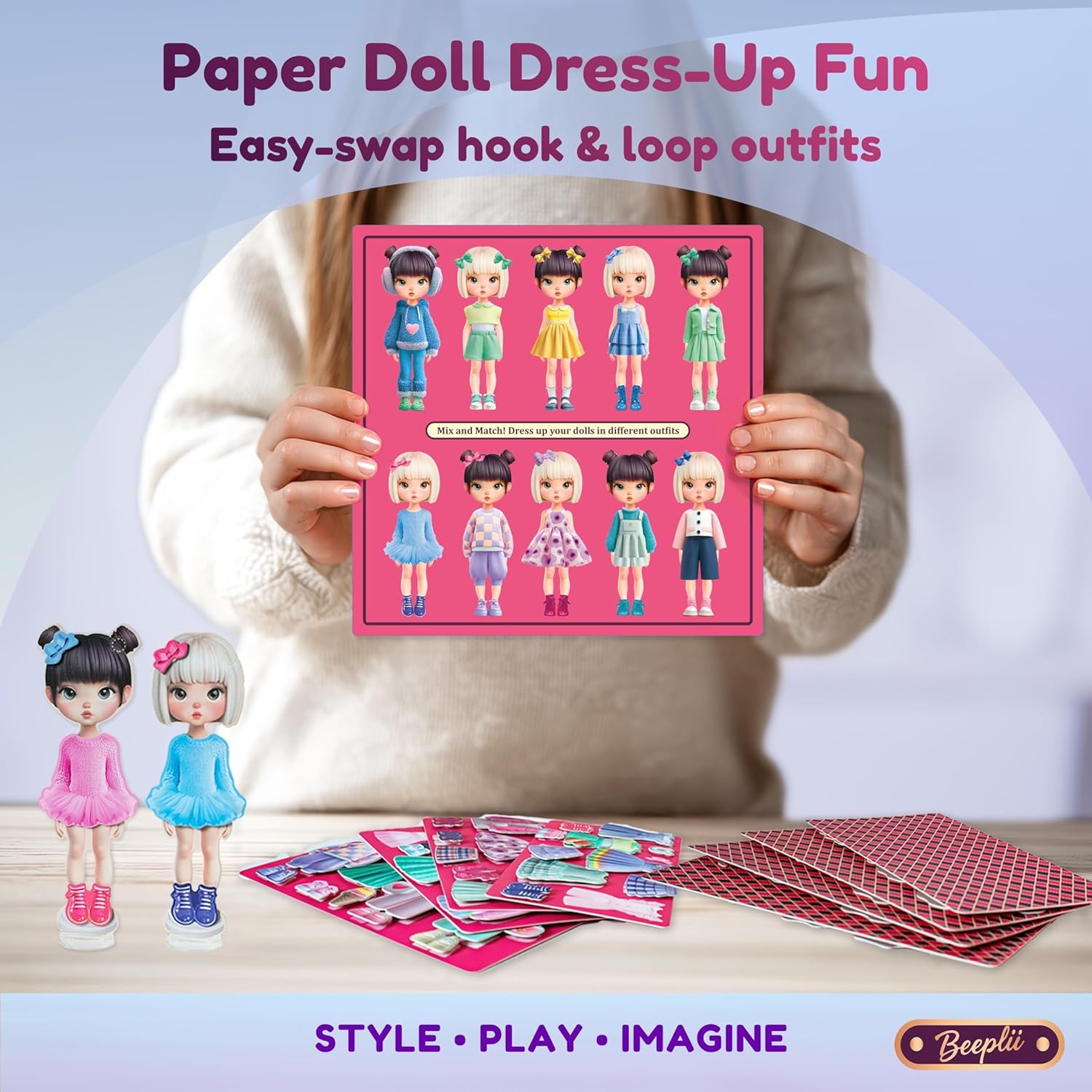 Premium Style & Play Dress-Up Kit – 3D Pop-Up Fashion Boutique Playset, 2 Dolls + 3 Pets, 100+ Mix & Match Outfits & Accessories, Built-in Storage, Screen-Free Creative Toy Gift for Girls 5-9