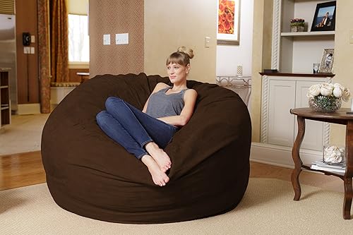 Miniatura 2 de Chill Sack - Puff Puff gigante de espuma viscoelástica de 6 pies. Sofá grande con funda de microfibra suave, color chocolate.