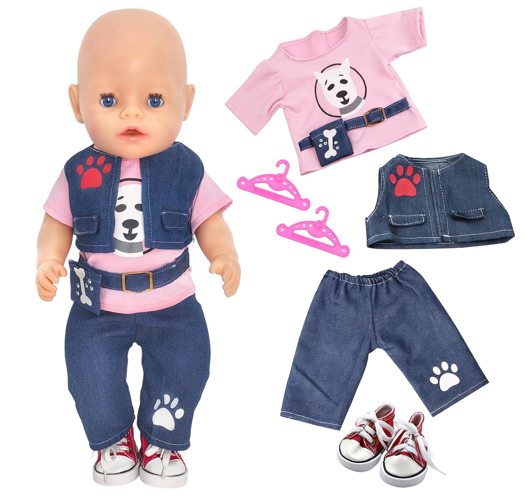 Set Di 5 Vestiti Sportivi Per Bambole 35-45 Cm – Con Maglietta, Gonna, Calzini, Gruccia E 10 Fasce Per Capelli – Regalo Per Bambine