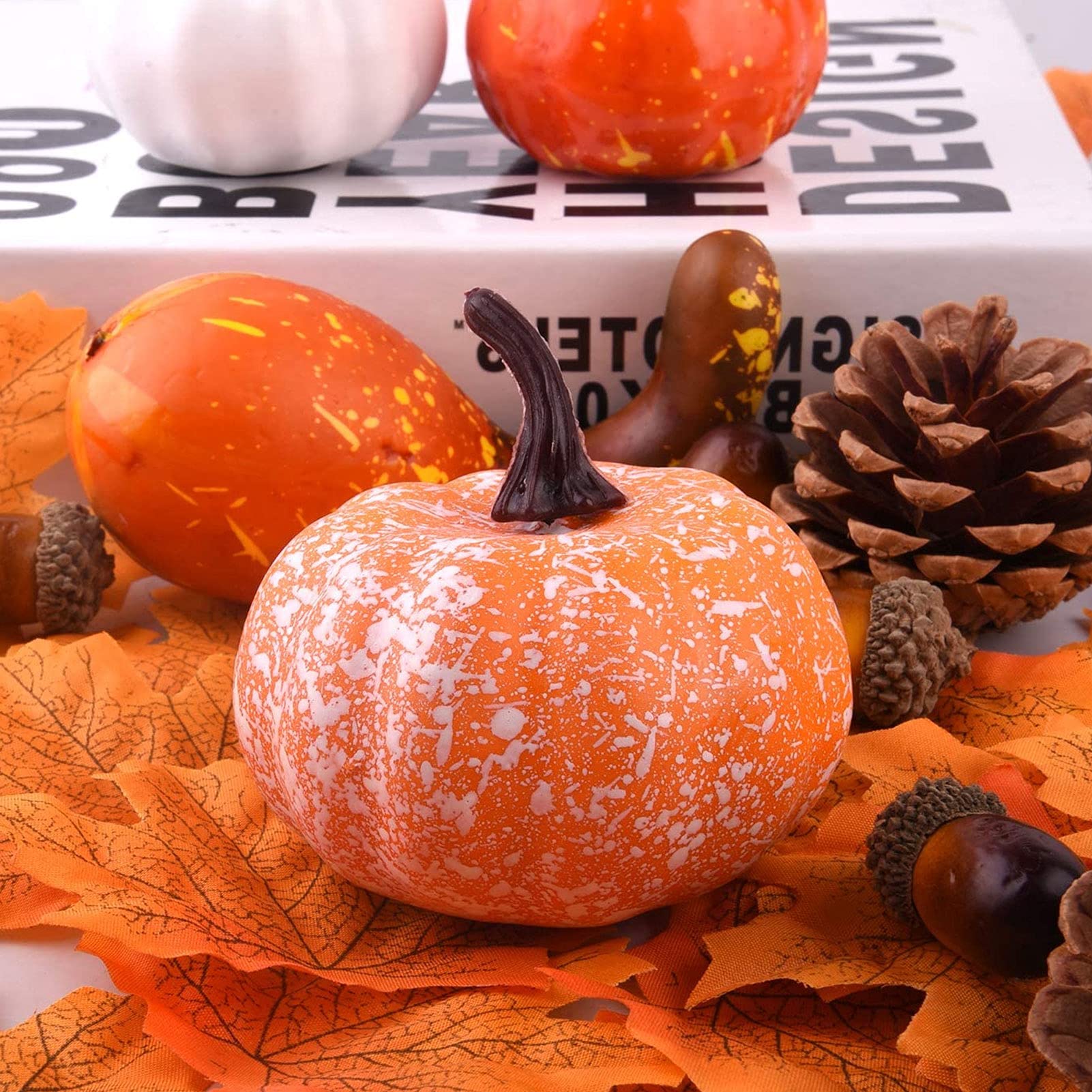 18 Stück DIY Kürbis Set - Weiße Plastik Kürbisse Zum Bemalen