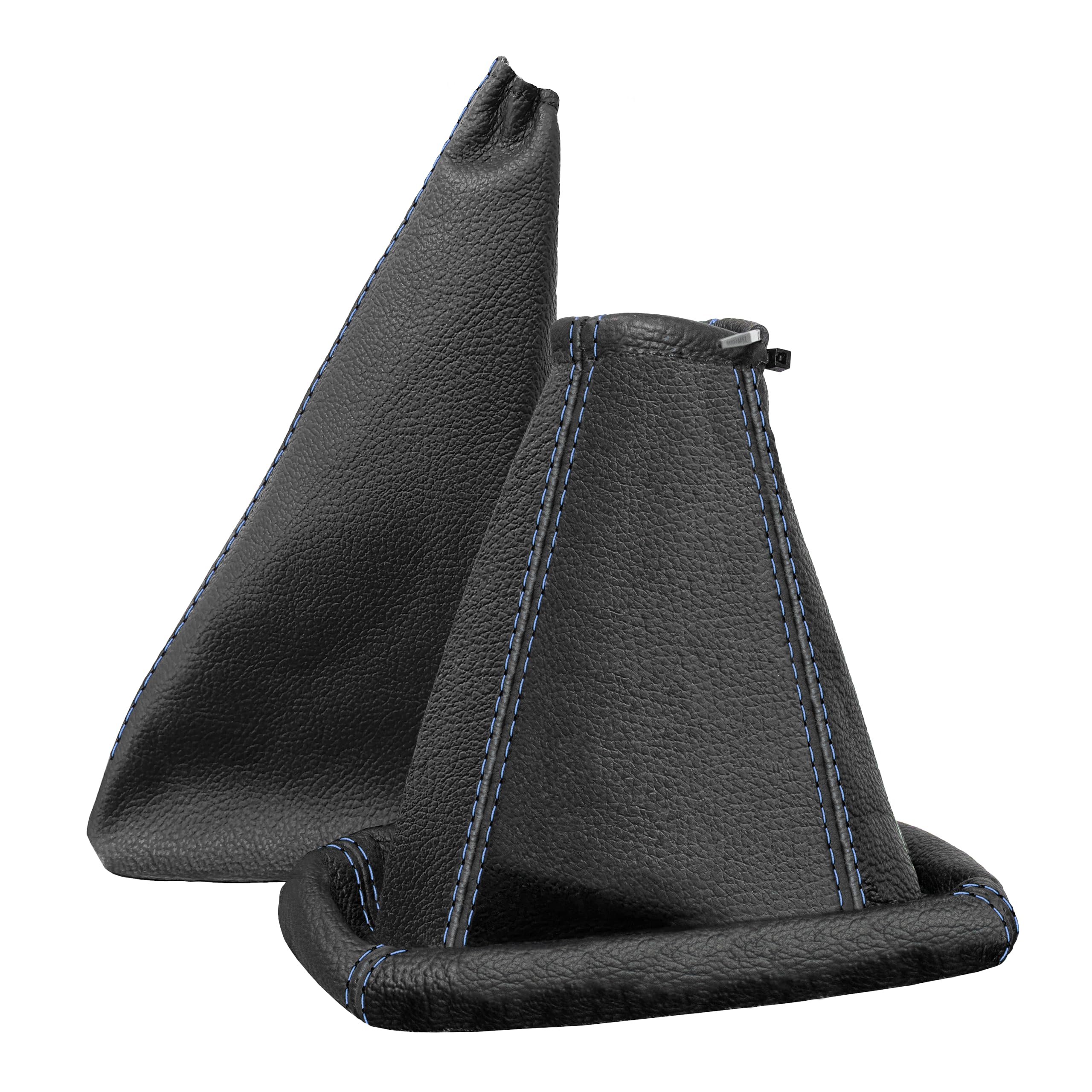 Funda palanca de cambios y Freno de mano - para Opel Corsa C 2000-2006 - negro azul - de cuero auténtico - de marchas manual - para transmisión manual - fuelle palanca de cambios - (A104-10)