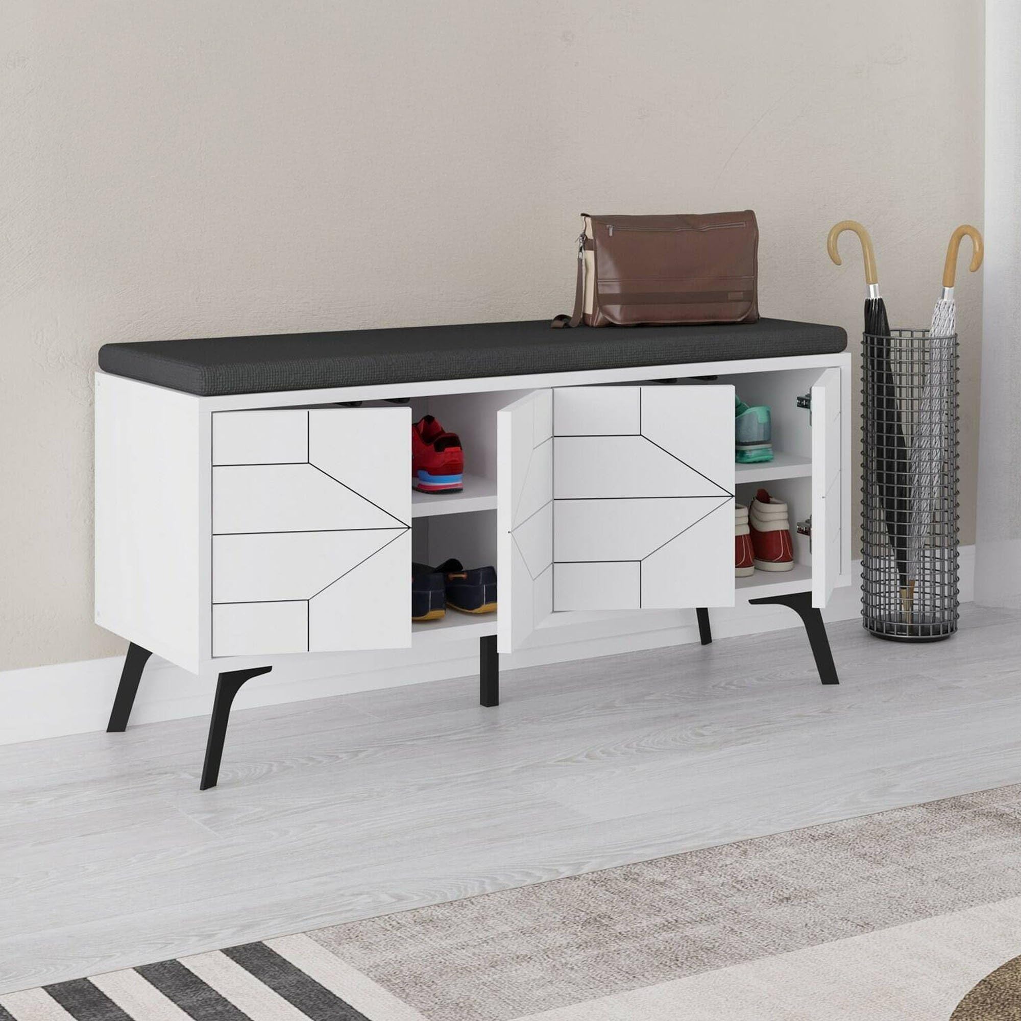 Dmora Schuhschrank Majoris 107x35x55h cm Weiß, 8 Paar, 2 Böden