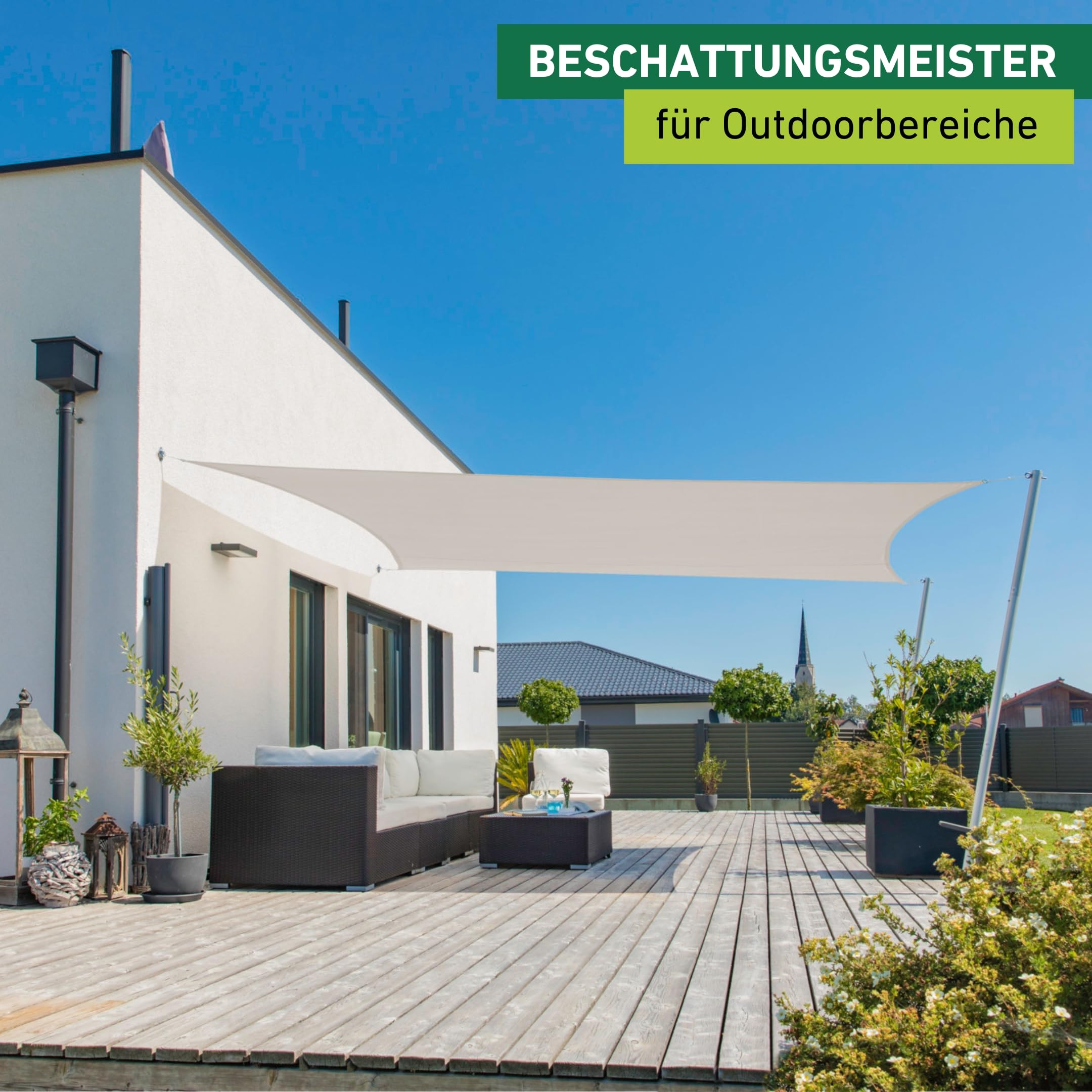 Windhager Sun Sail Cannes | Hellgrau | rechteckig | beschichtetes Polyester-Gewebe | 3 x 4 m, 180 g/m² | Sonnenschutz Terrasse | UV- und witterungsbeständig | Wind- und wasserabweisend