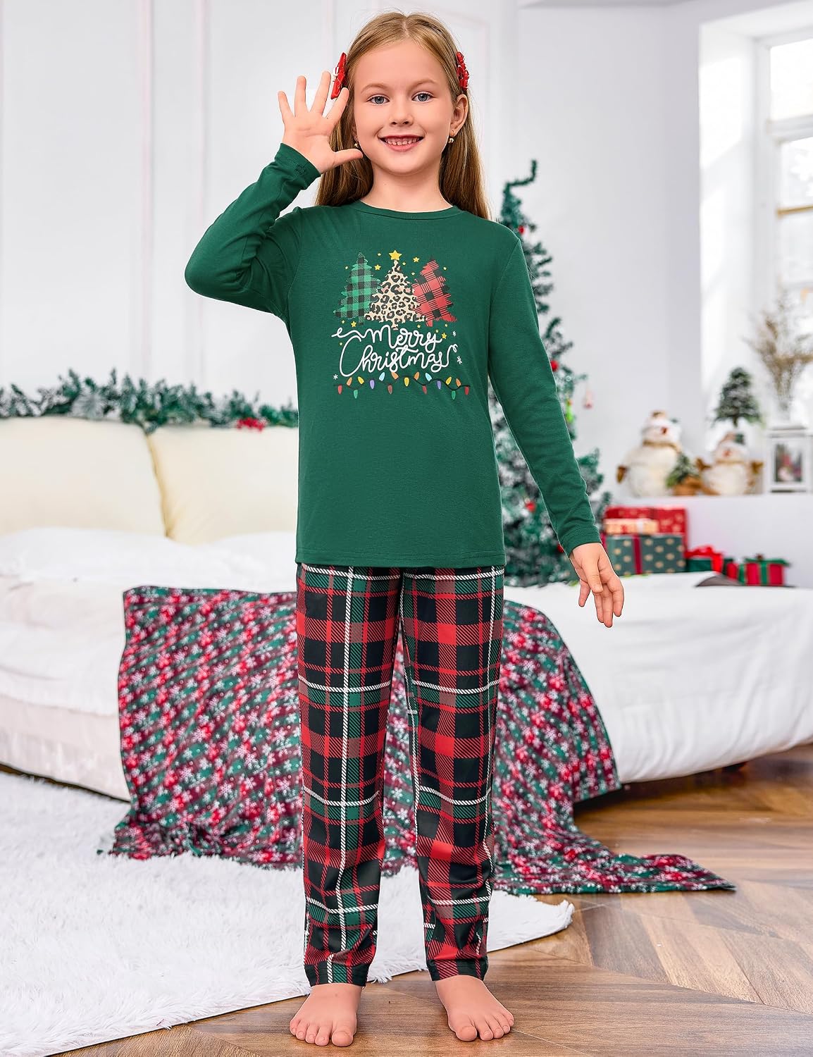 iClosam Matching Family Pajamas Set Striped Christmas Pajamas Sleepwear Dad Mom PJs