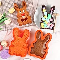 Vista 6 de Webake Moldes de silicona para pasteles de conejo de Pascua para hornear, lindos moldes de conejo rompibles de chocolate 3D para tartas, juego de 2