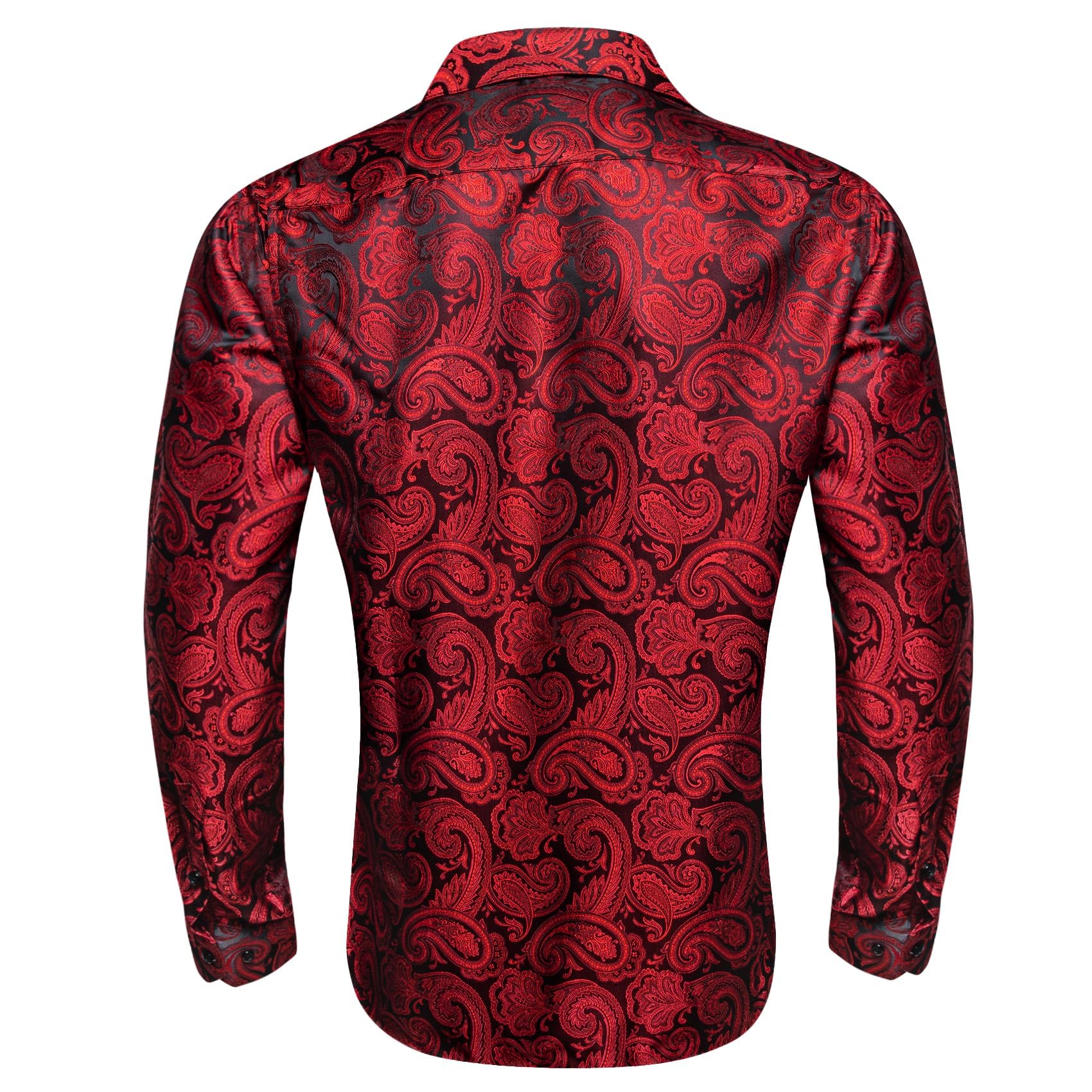 YOHOWA Camisa de seda para hombre, con botones, de cachemira, para vestir, formal, casual, trabajo, ajuste relajado, manga larga