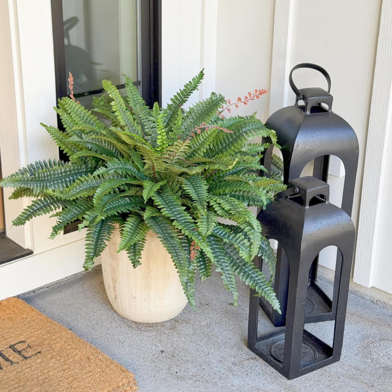 CQURE 45" Fake Ferns Artificial Plants Large,Set of 2 Artificial Boston Ferns Faux Hanging Plants for Outdoors Planter Home Garden Decor,60 Branches - Image 7