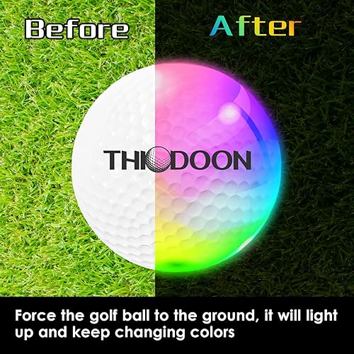 Miniatura 9 de THIODOON Pelotas de golf mejoradas que brillan en la oscuridad, nueva versión con luz LED, bolas de golf que reinician el tiempo de 10 minutos cada