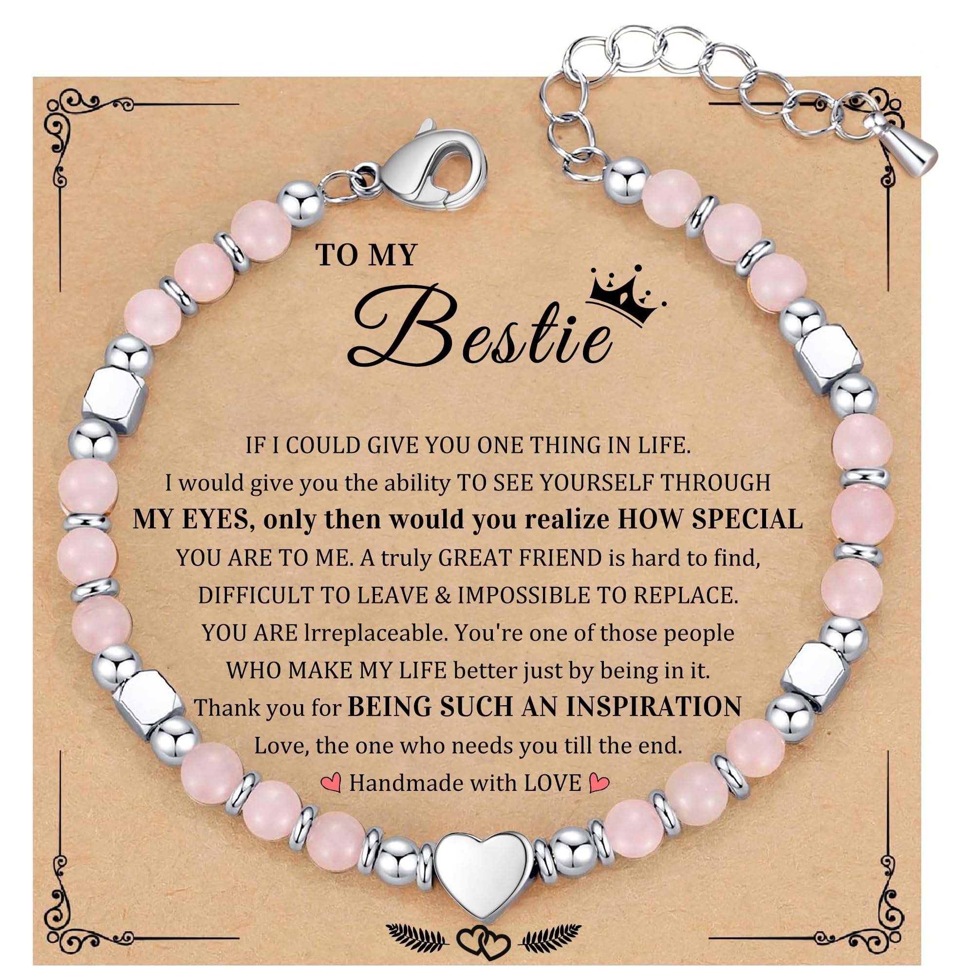 Best Friend Bracelet Gifts for Women Sister Bestie, Christmas Gift for Teens Mom Daughter Granddaughter Birthday Gift for Her Stocking Stuffers