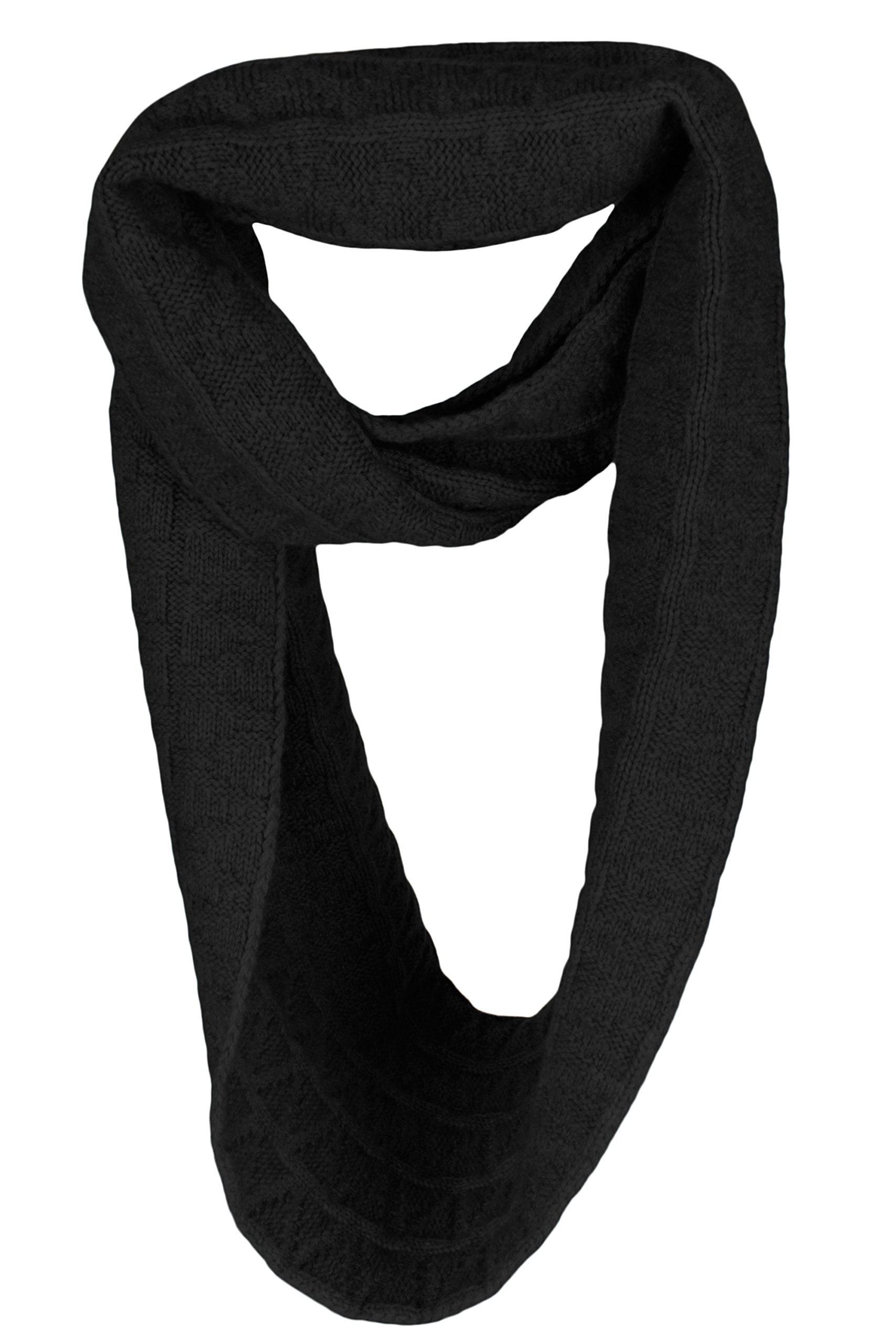 Love Cashmere Sciarpa Infinity Uomo In Puro Cashmere 6 Strati, Lavorata A Mano In Scozia, Nero, 24x162 Cm