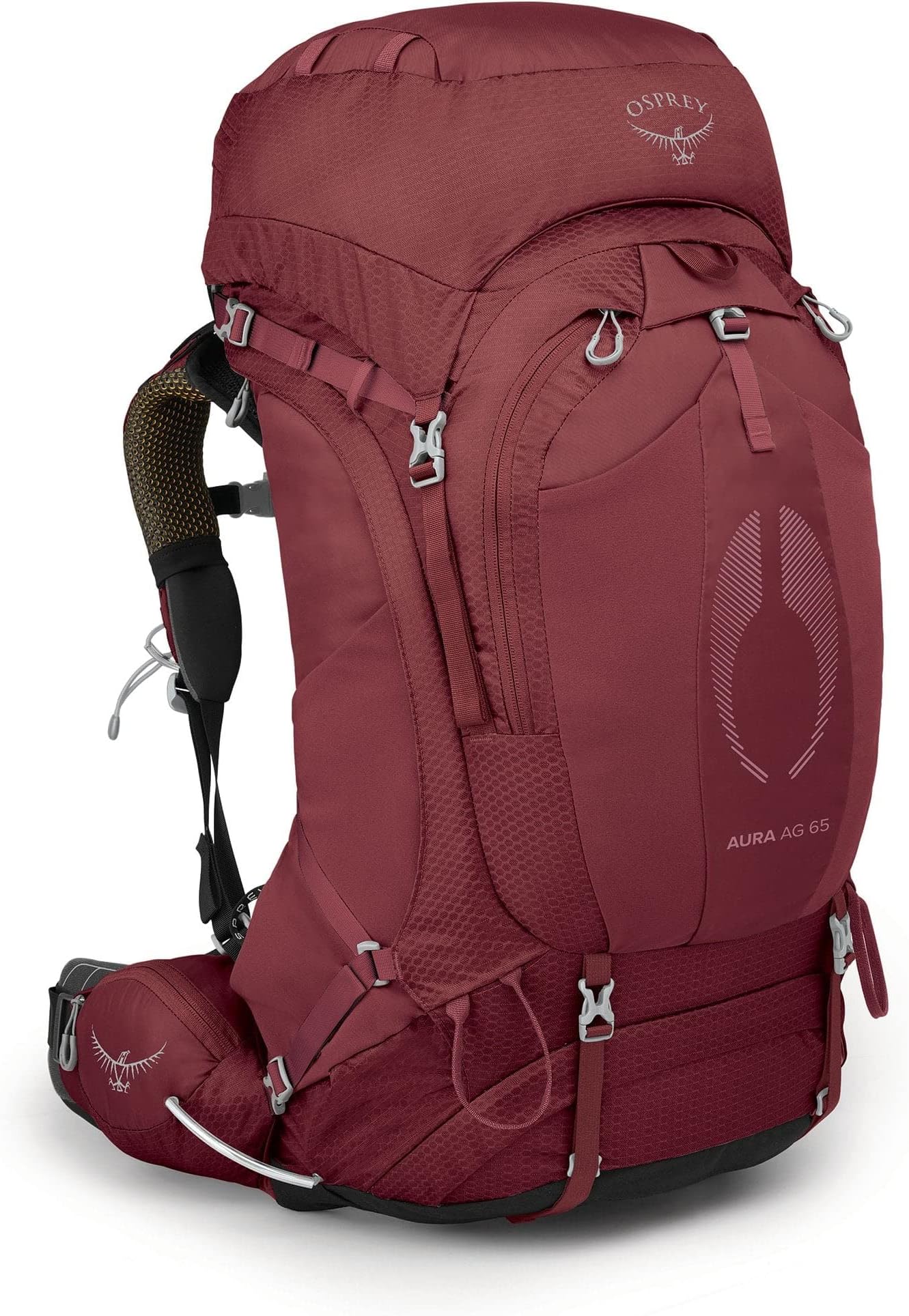 Aura AG 65L Women's Backpacking Backpack, Berry Sorbet Red, WXS/S