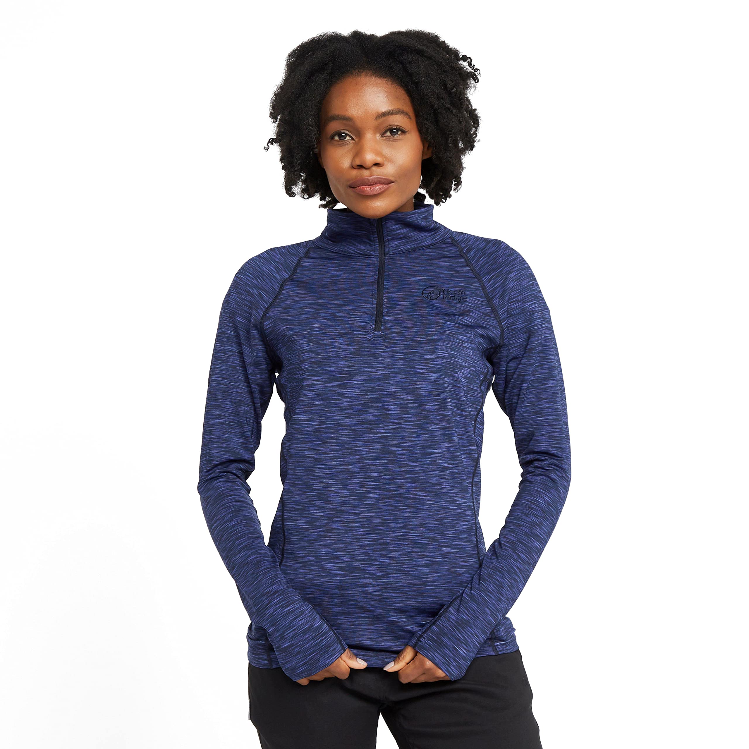 NORTH RIDGE Women's Ainslie Half Zip Pullover with Soft Brushed Back Fleece Inner, Lightweight, Breathable & Stretchy Midlayer (UK, Numeric, 18, Regular, Regular, Blue)