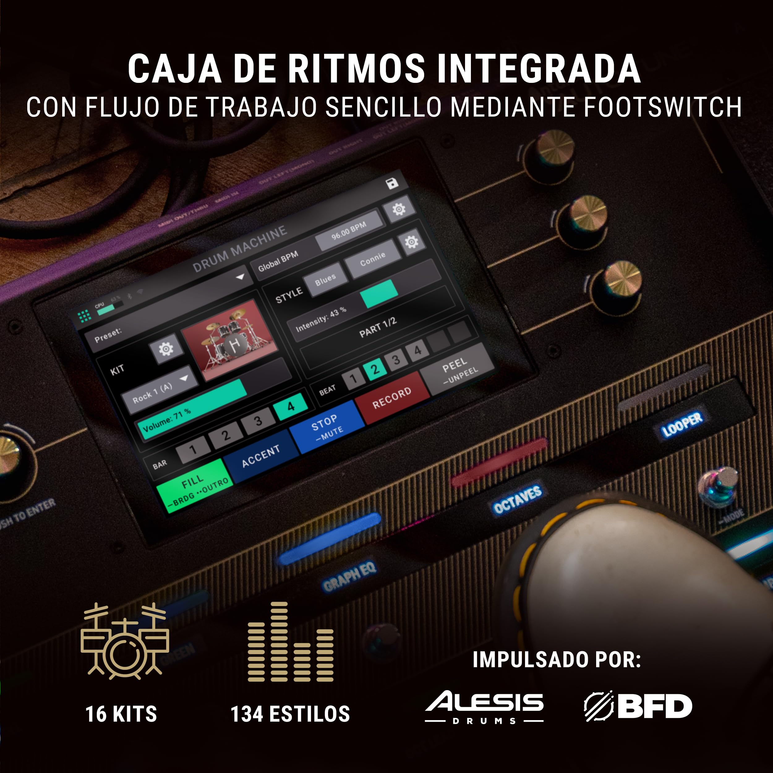 HeadRush Prime Pedal Multiefectos para Guitarra Eléctrica y Voz | Procesador Multiefectos con Clonador de Amplis, Looper, Auto-Tune, Wi-Fi, Bluetooth, Pantalla Táctil, Caja de Ritmos