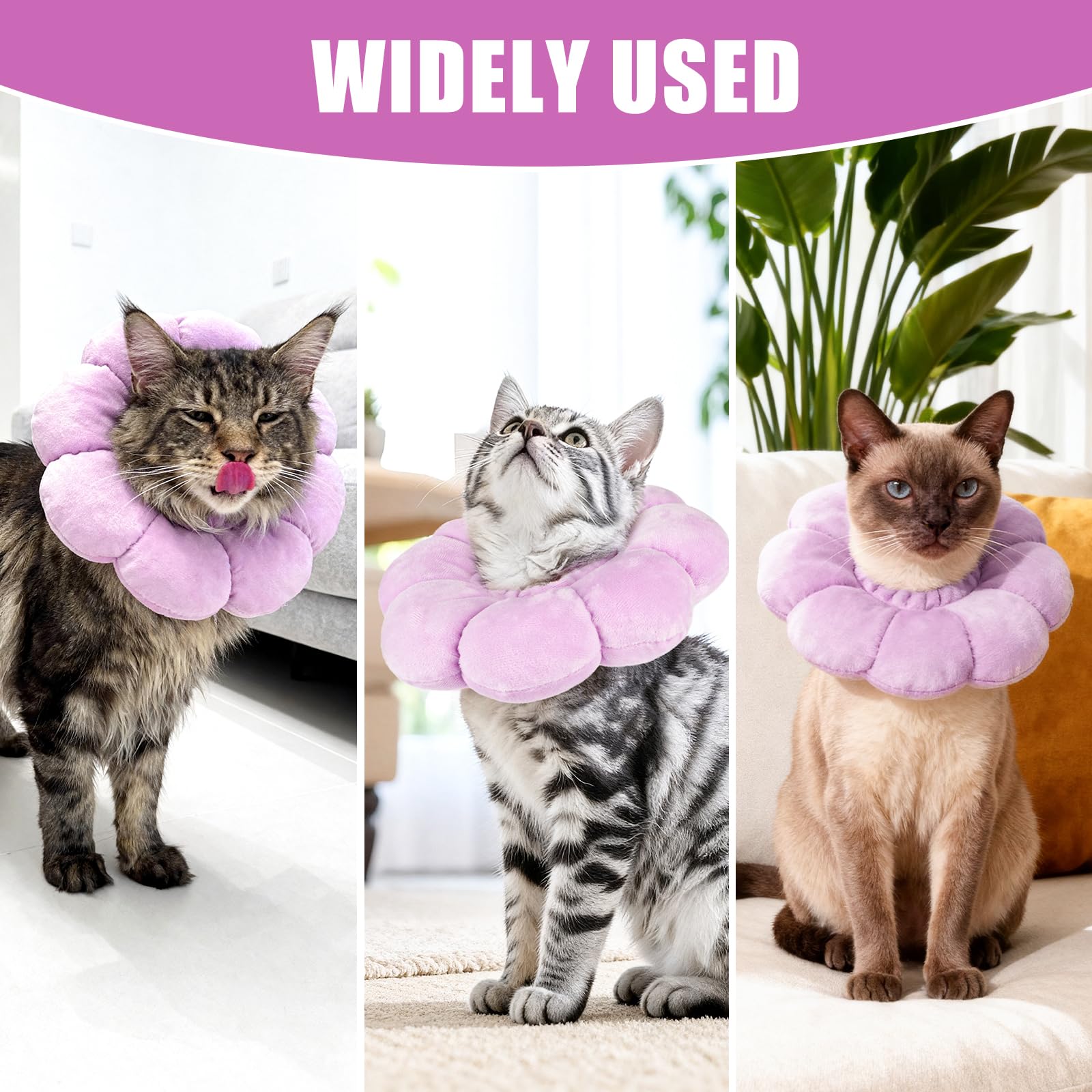 QKURT Colerette Chat Anti Léchage, Doux et Confortable Ajustable Collerettes Chat pour Chatons Anti Lechage Après Chirurgie, Joli Tournesol